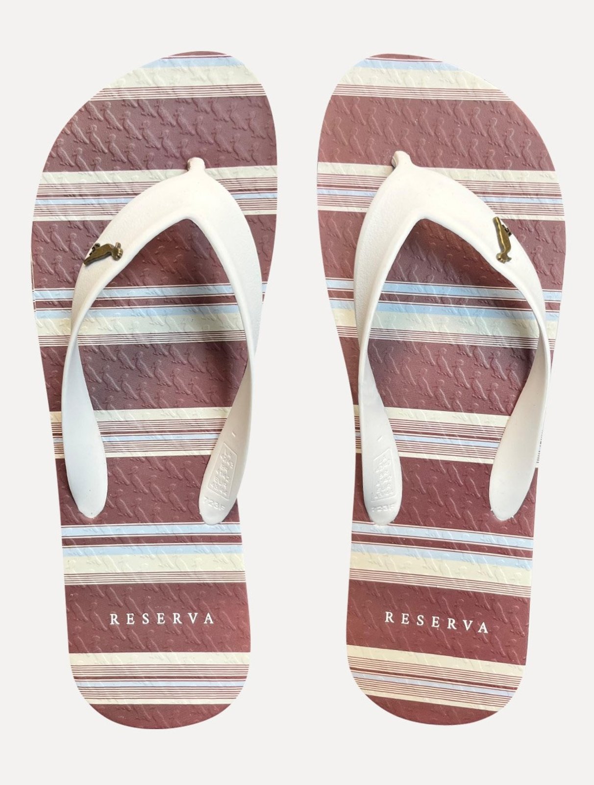 Chinelo Reserva Masculino RSV Canelado Brown Listras Branco