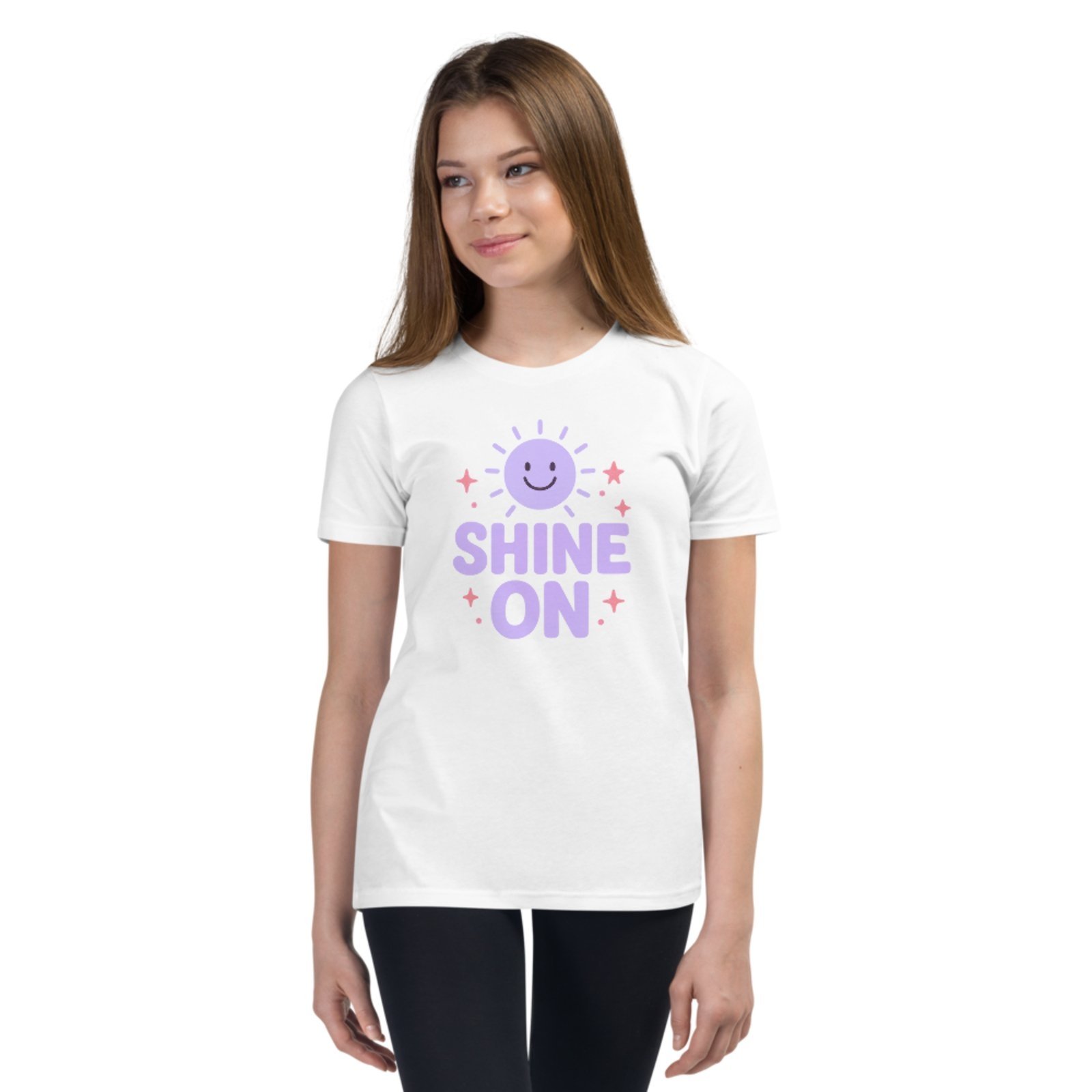 Infantil - Camiseta Blusa Manga Curta Urbania Algodão Branco estampa shine on continue brilhando