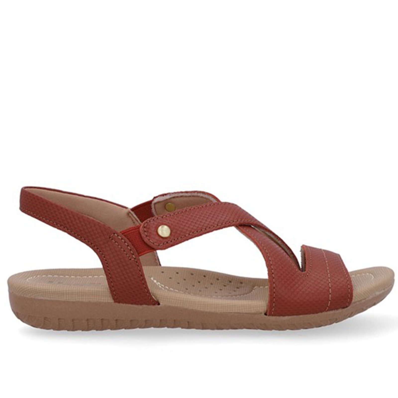 Sandália Usaflex Rasteira Couro Elastico Conforto R1804 Terracota – 168