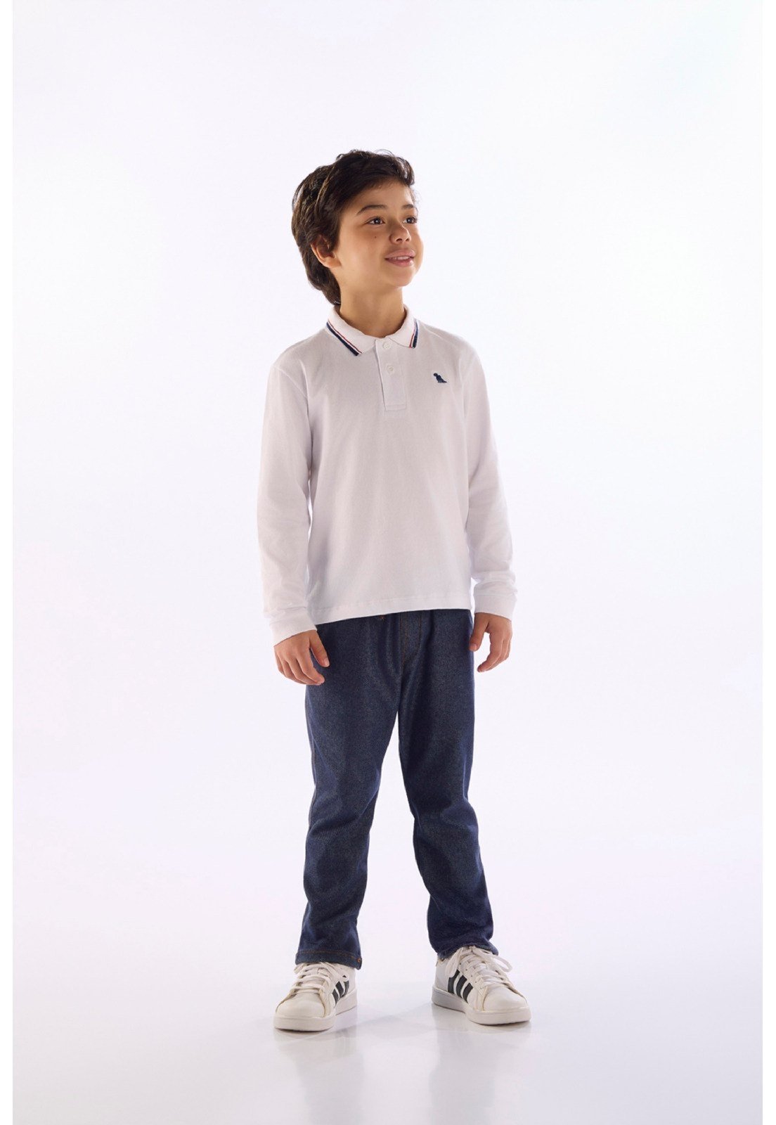 Infantil - Camisa Polo Manga Longa Piquet Quimby Branco