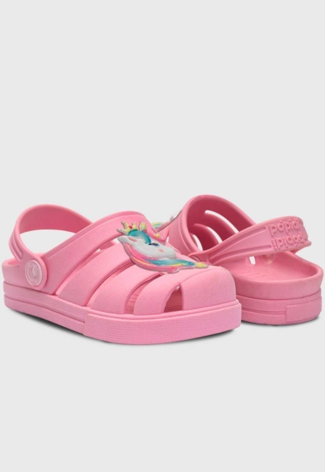 Vista 3 Infantil - Babuche Sandália Pópidi Unicórnio rosa Pópidí rosa