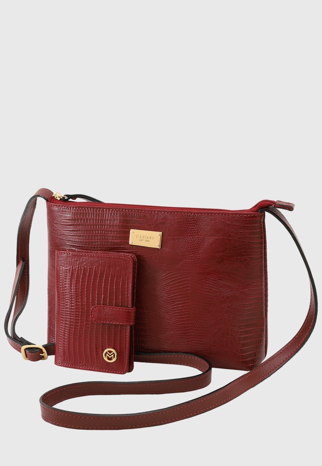 Kit Bolsa e Carteira Couro Mariart 2190MRT + 237MRT Vermelha