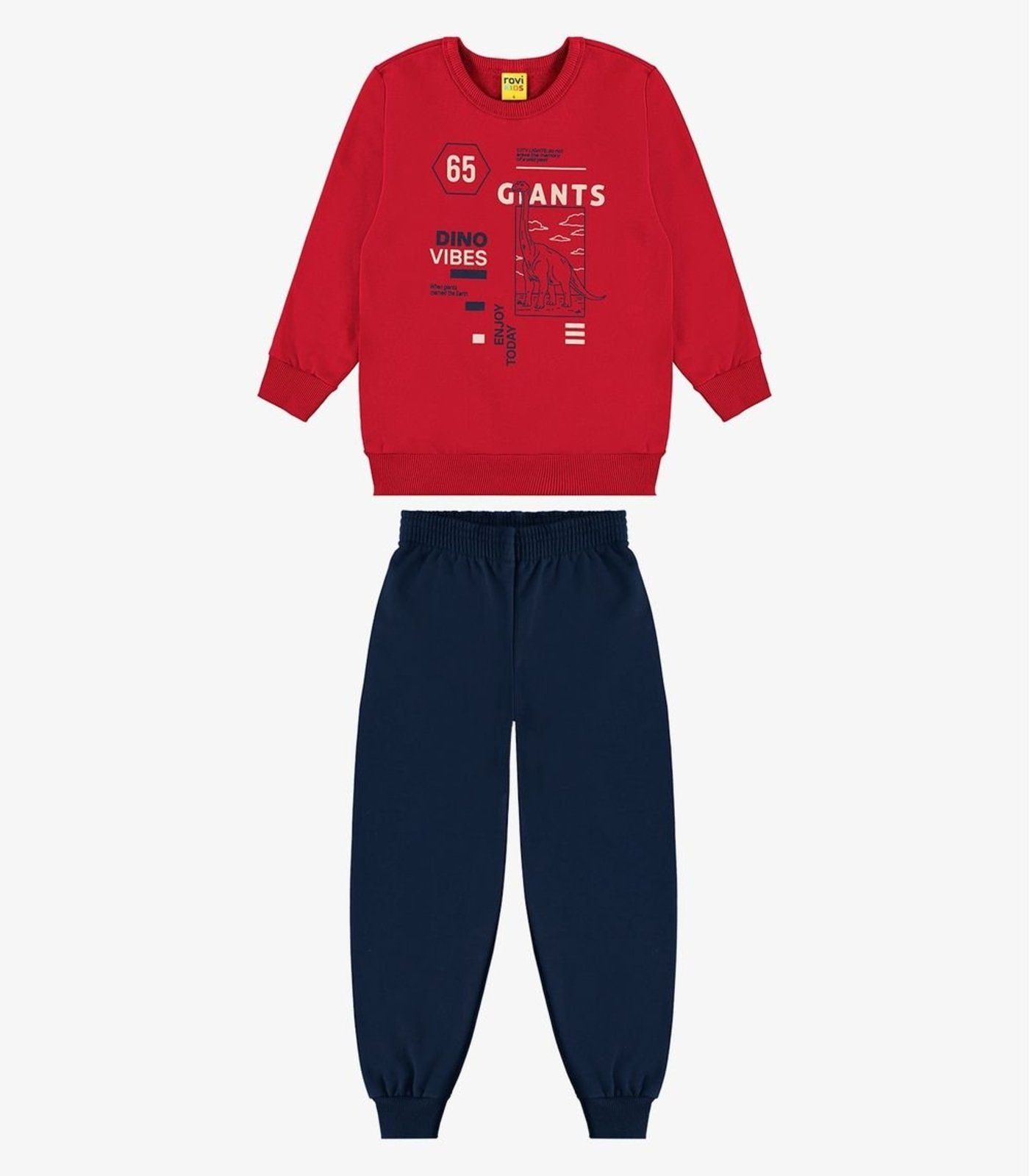 Infantil - Conjunto Blusão e Calça Moletom Rovi Vermelho