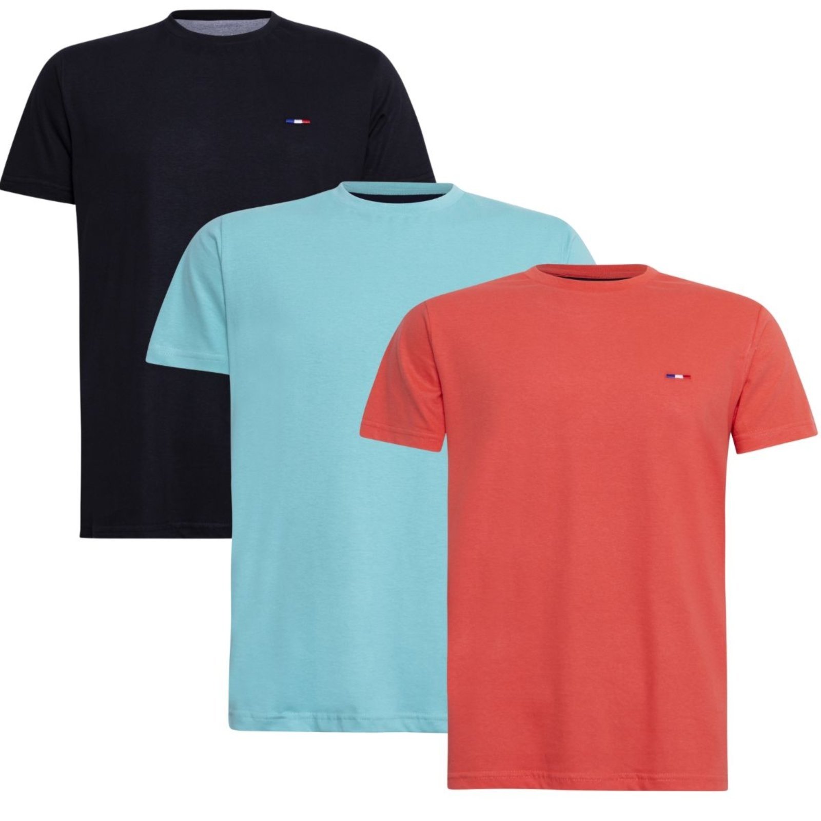 Kit 3 Peças Camisetas Básicas Masculina Industrie em Algodão Premium no Estilo Tommy Bordado França