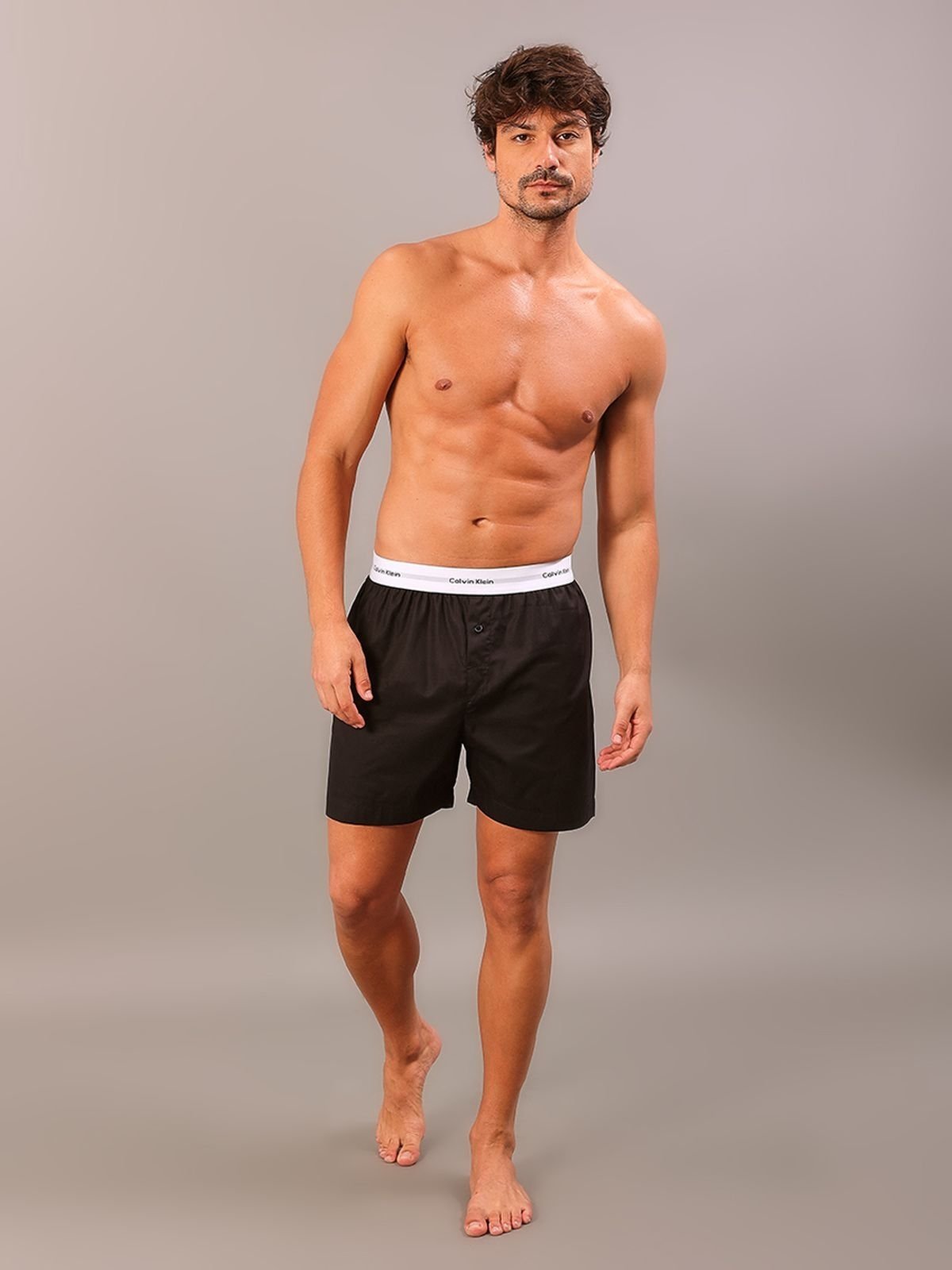 Cueca Samba Canção Tricoline Lisa - Preto Calvin Klein Jeans