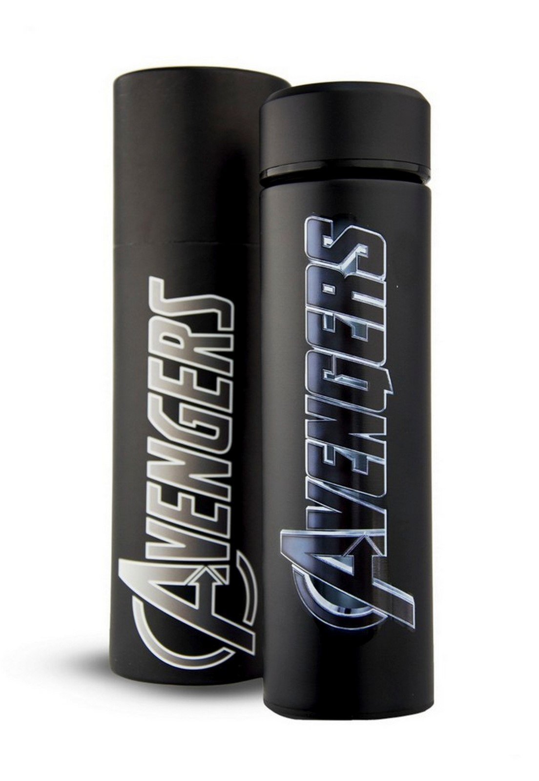 Vista 2 Garrafa Marvel Avengers 500ml Aço Inoxidável Resistente Vingadores azul/preto Marvel azul/preto