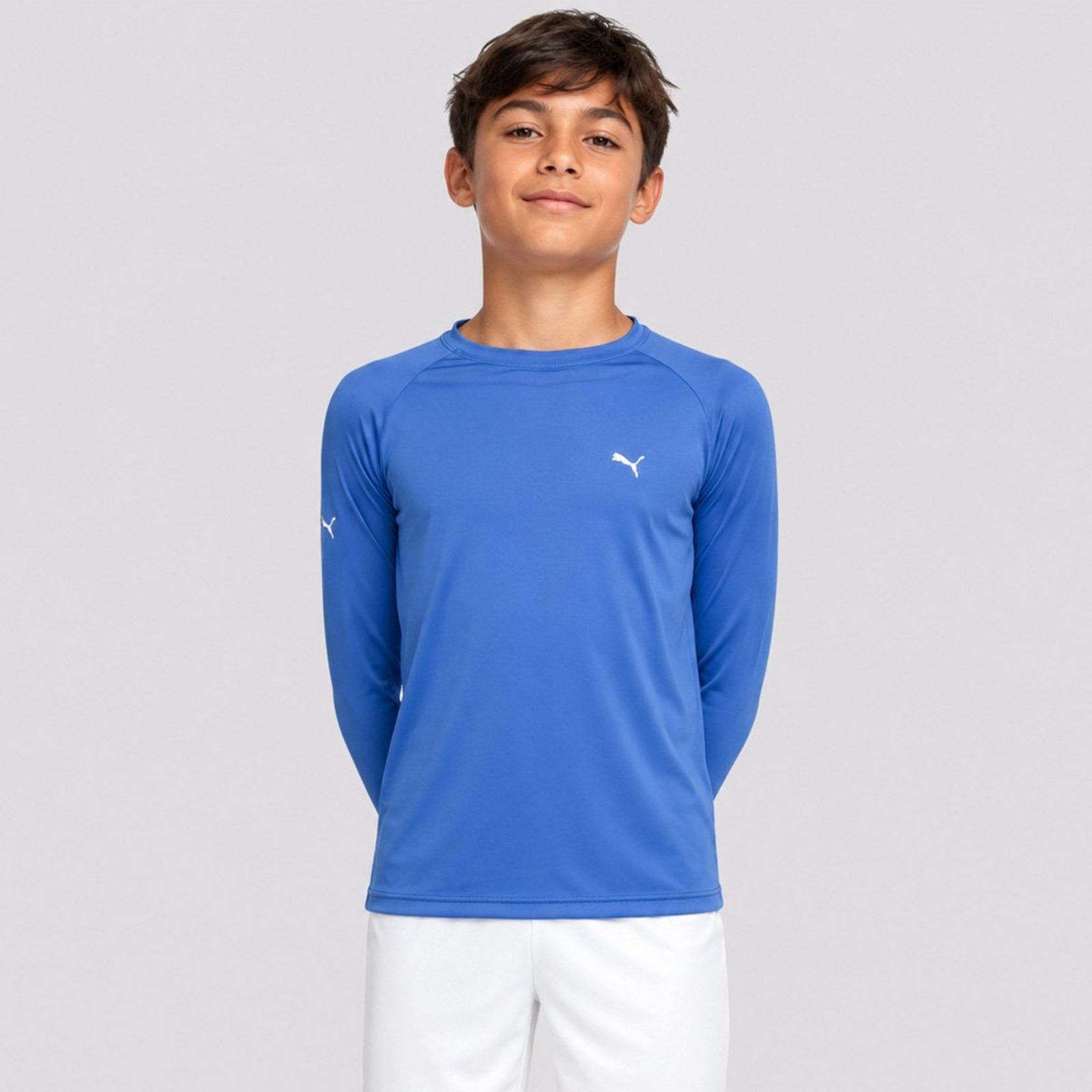 Camiseta Puma Manga Longa UV50+ Juvenil Azul