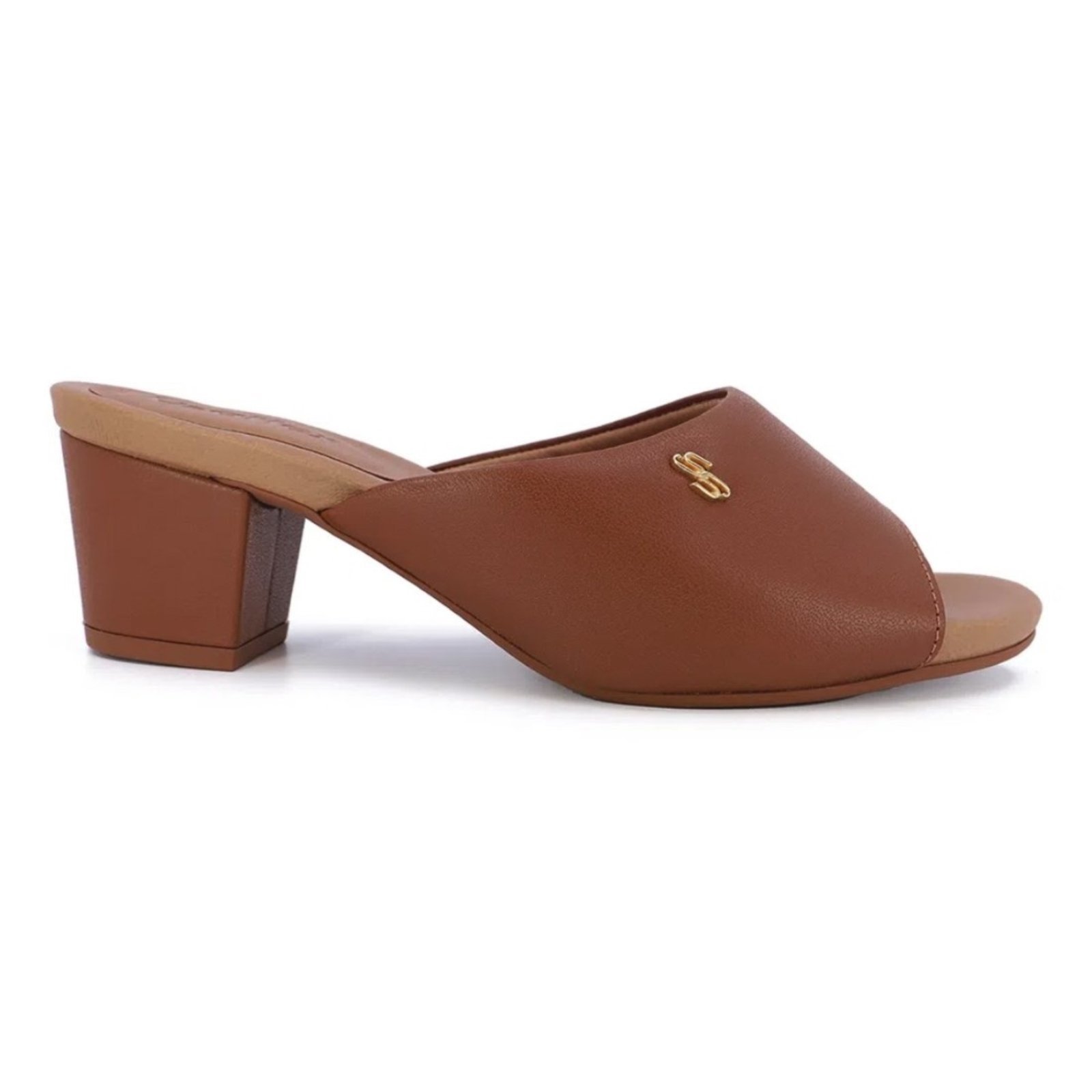 Tamanco Usaflex Feminino Couro Salto Bloco Básico Casual Y8216