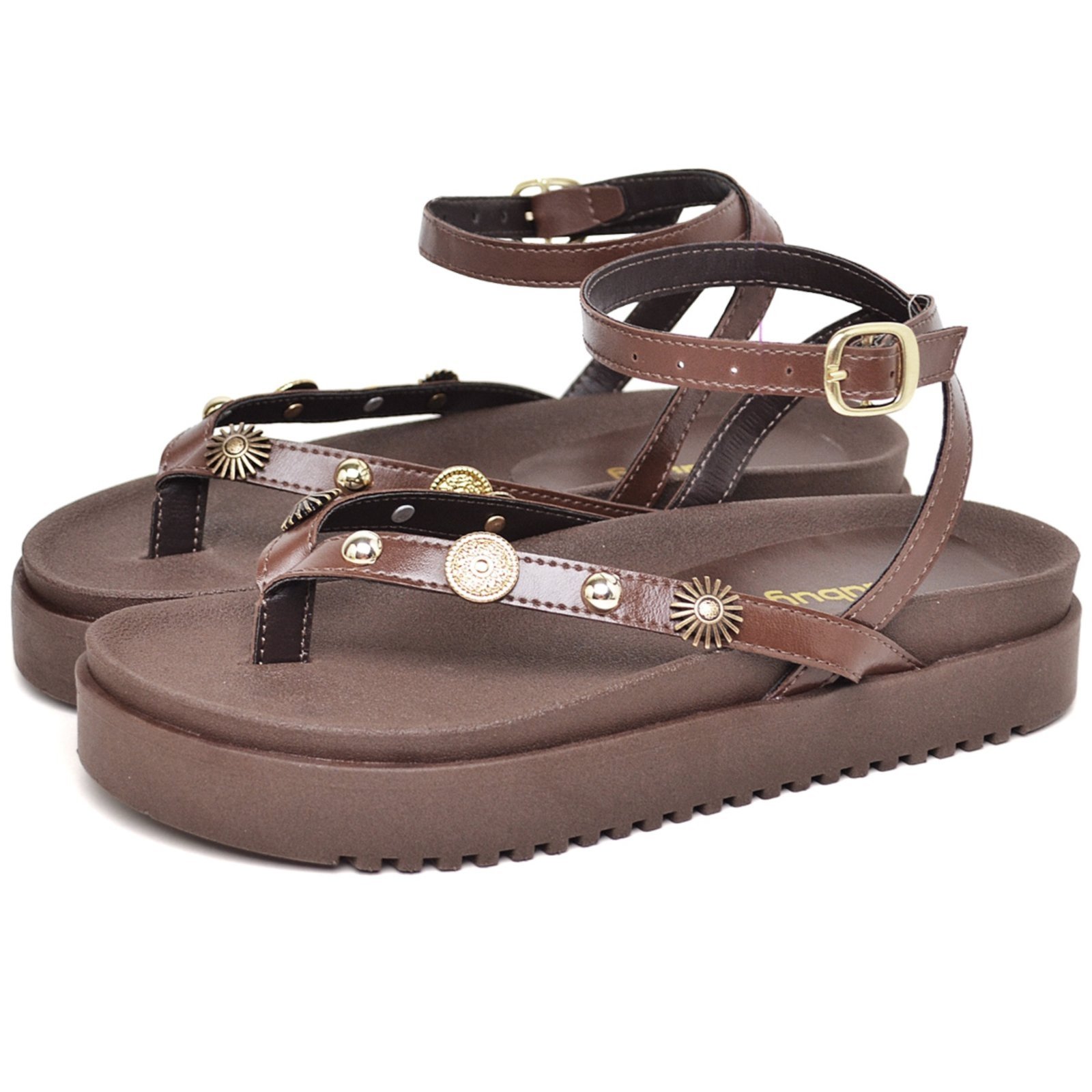 Sandália Feminina Flat Detalhes Em Metal DUBUY 2094FG