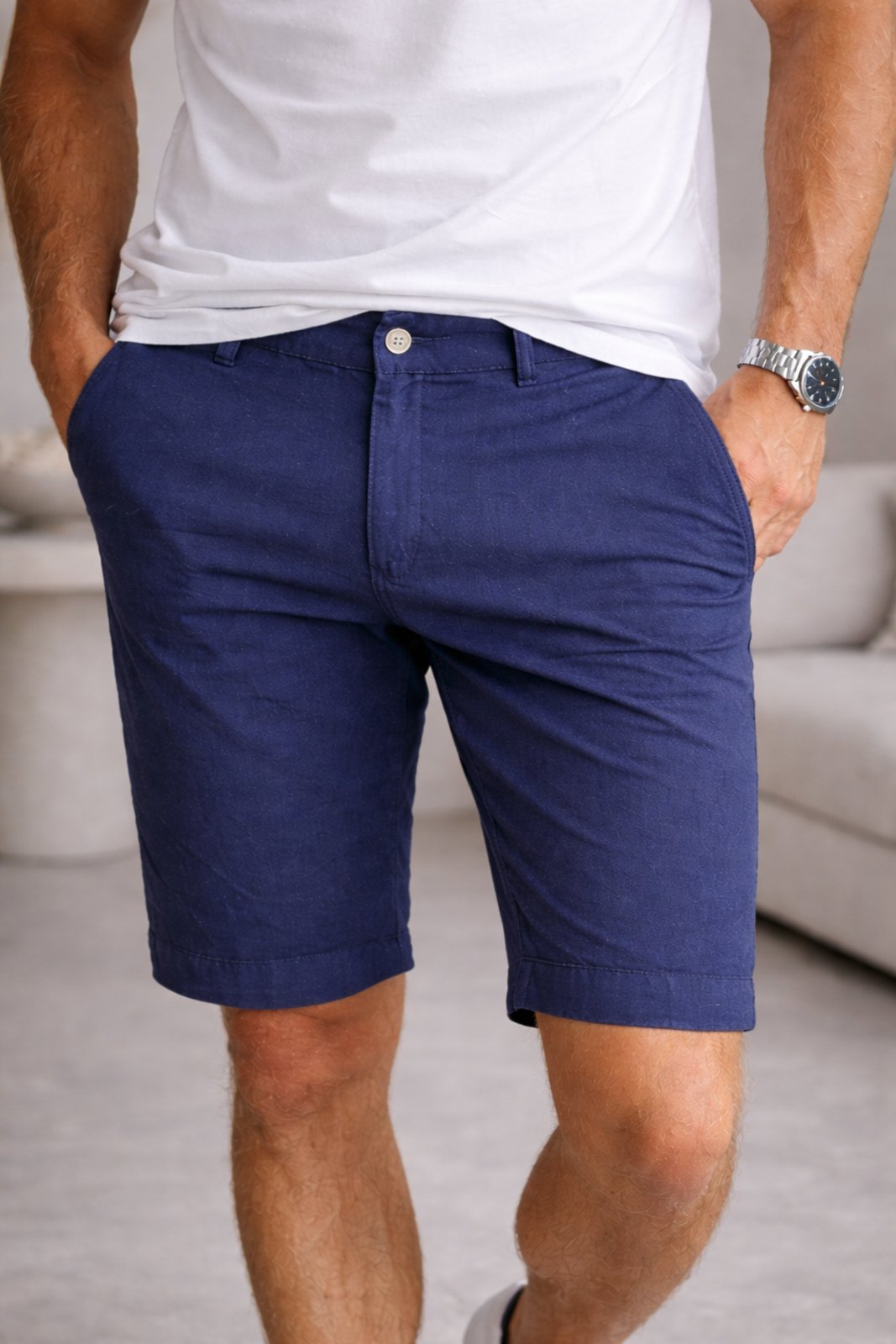 Bermuda Sarja Masculina Casual e Confortavel Ideal Dia a Dia Marinho