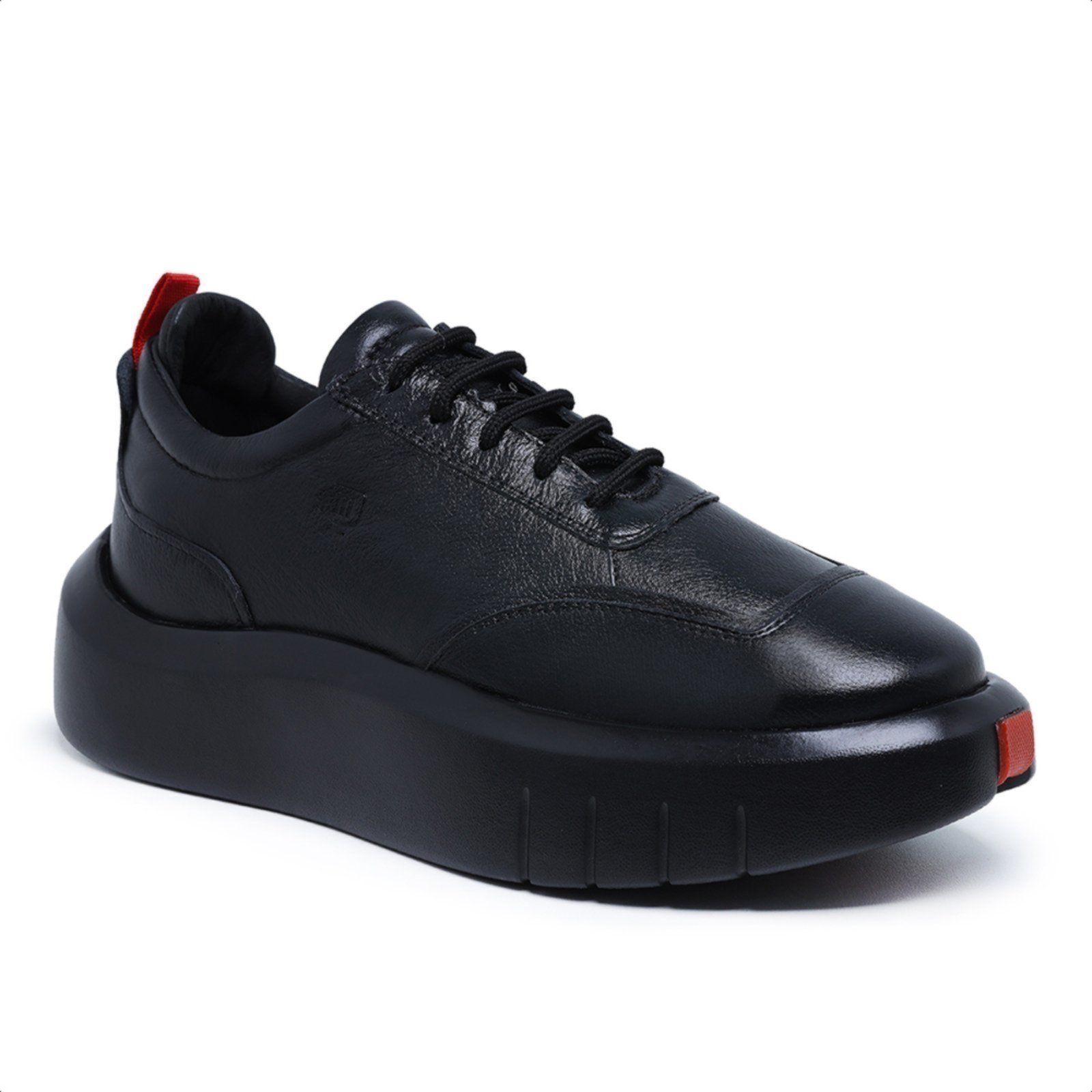 Tênis Masculino Casual Malbork em Couro Preto All Black