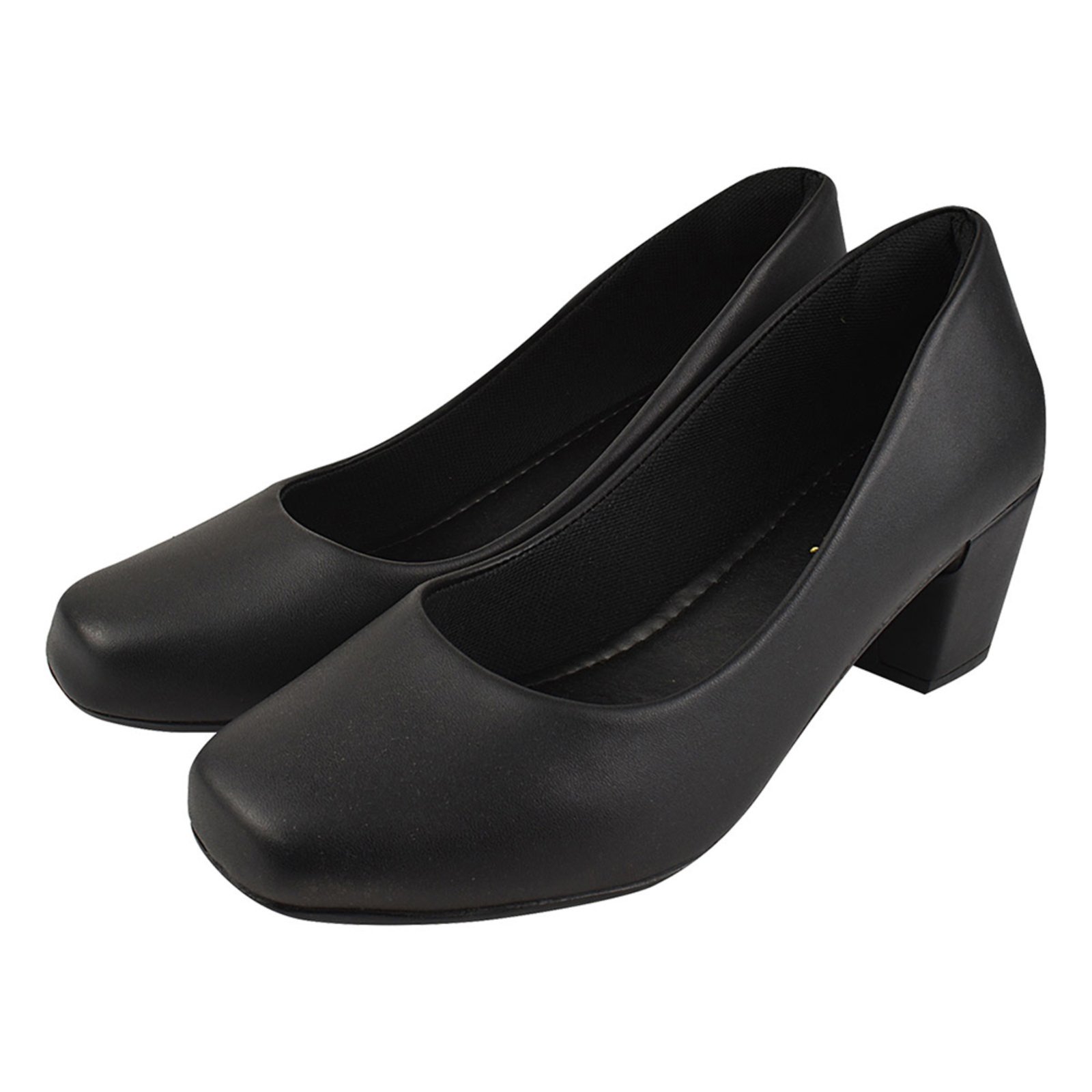 Sapato Scarpin CM Calçados Bico Quadrado Confort Preto Santorine