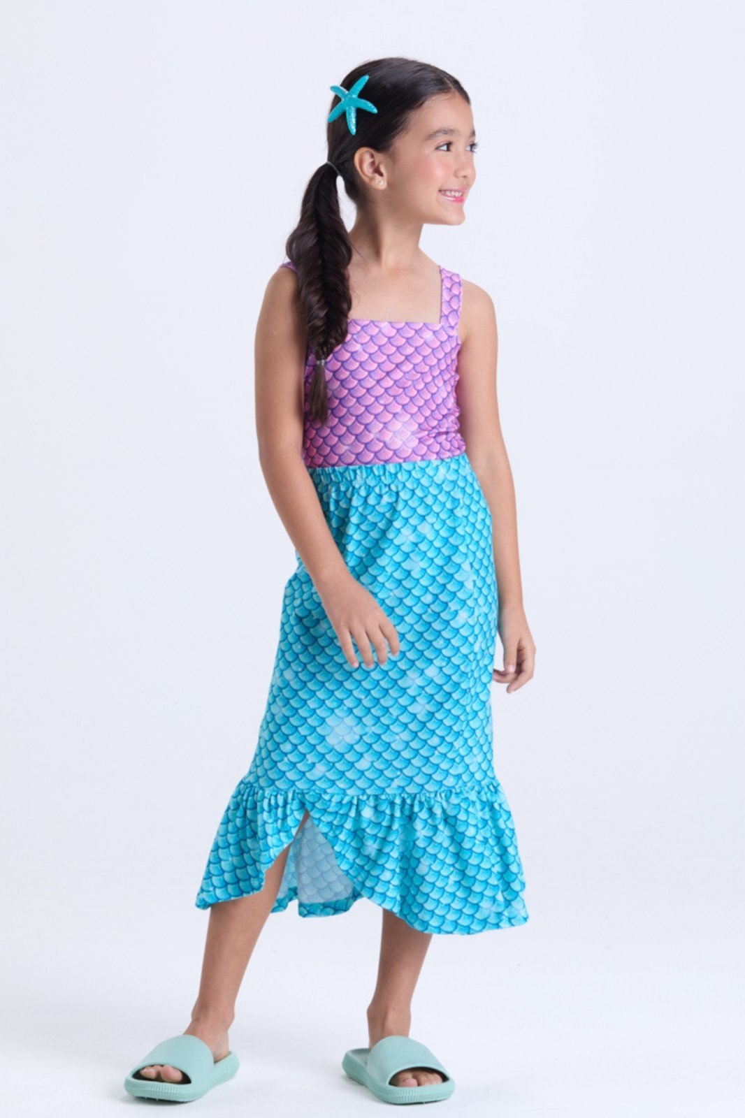 Vista 2 Infantil - Conjunto Menina Verão Sereia VIDA COSTEIRA roxo VIDA COSTEIRA roxo