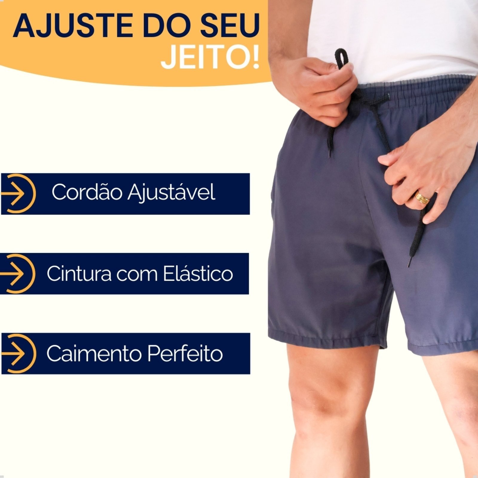 Short Tactel KS Treino Bermuda Masculina Academia Praia Bolso Lateral Azul Marinho