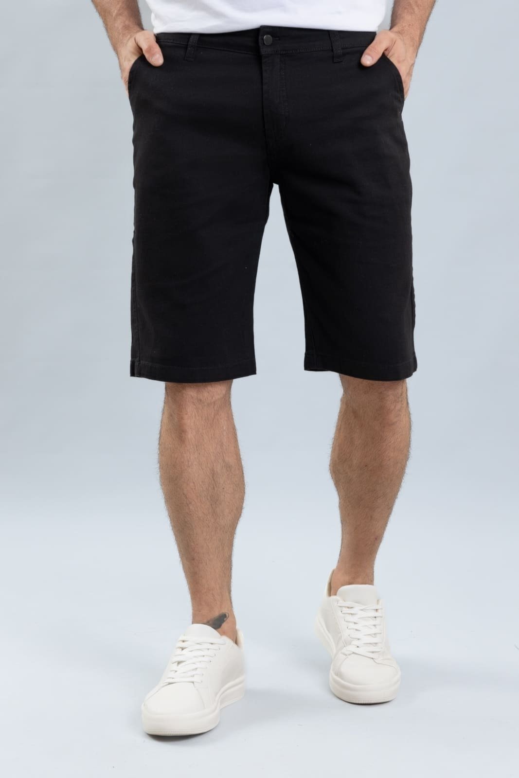 Bermuda Masculina Sarja Sport Fino Slim Preto Lemier Collection