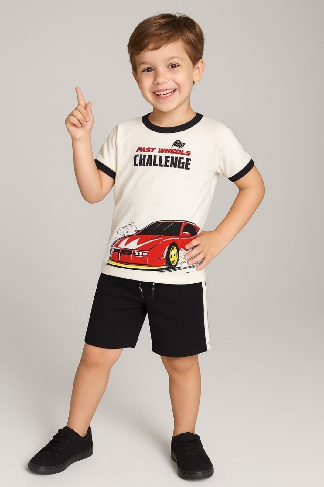 Infantil – Conjunto Bem Vestir Masculino Camiseta Raglan e Bermuda