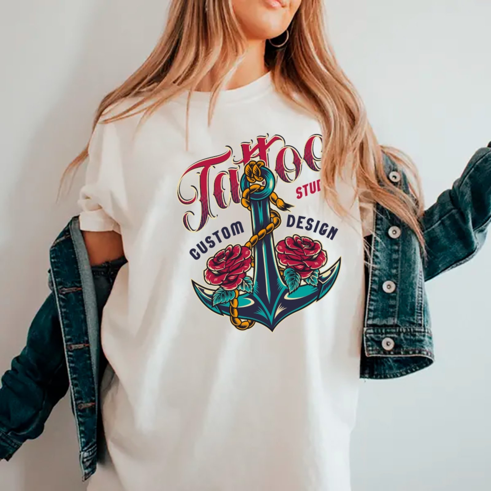Camiseta Ousy Unissex Streetwear Tattoo Studio Custom Design Premium Oversized Branco