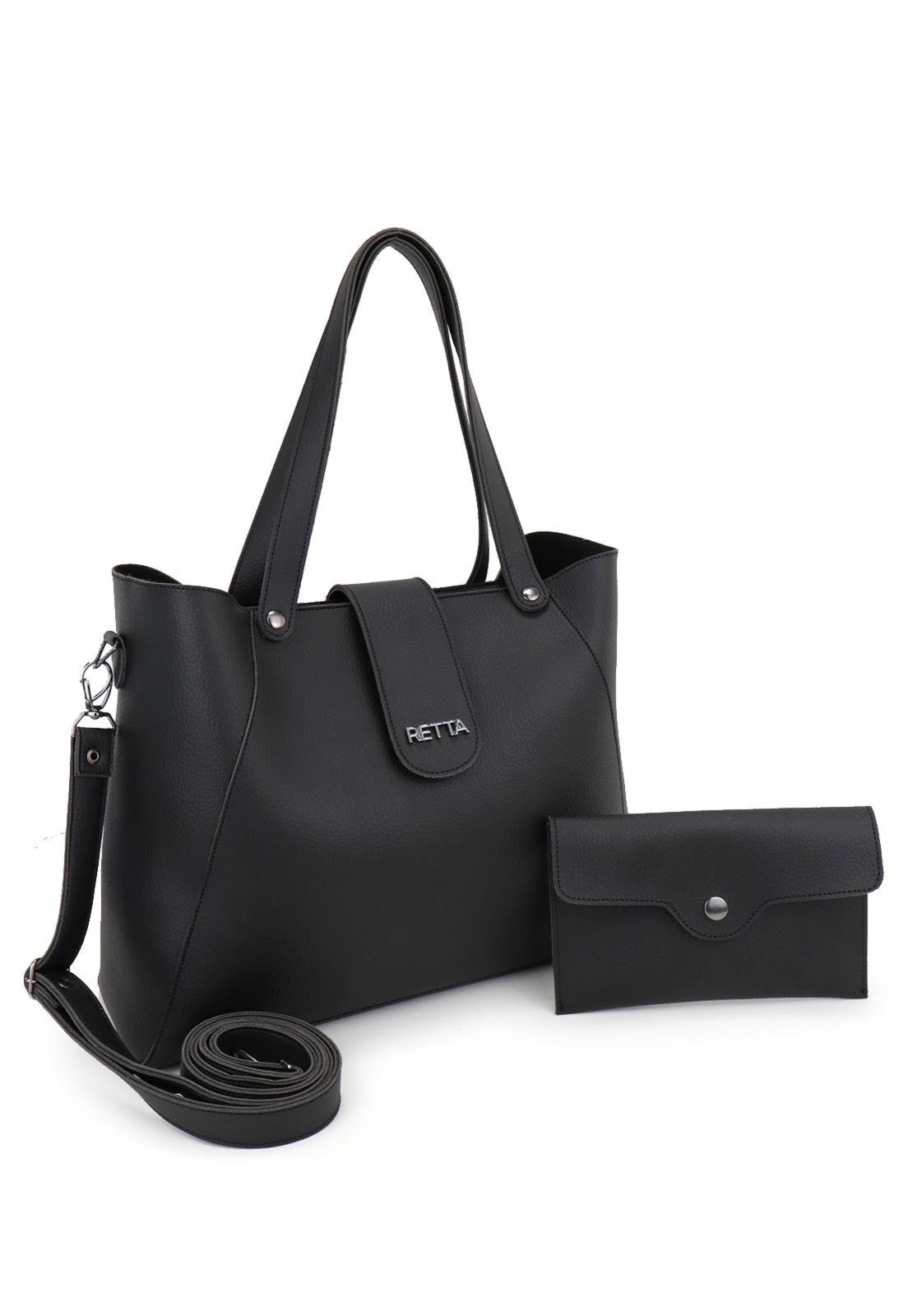 Bolsa Feminina Sacola Transversal Retta Oficial Preta