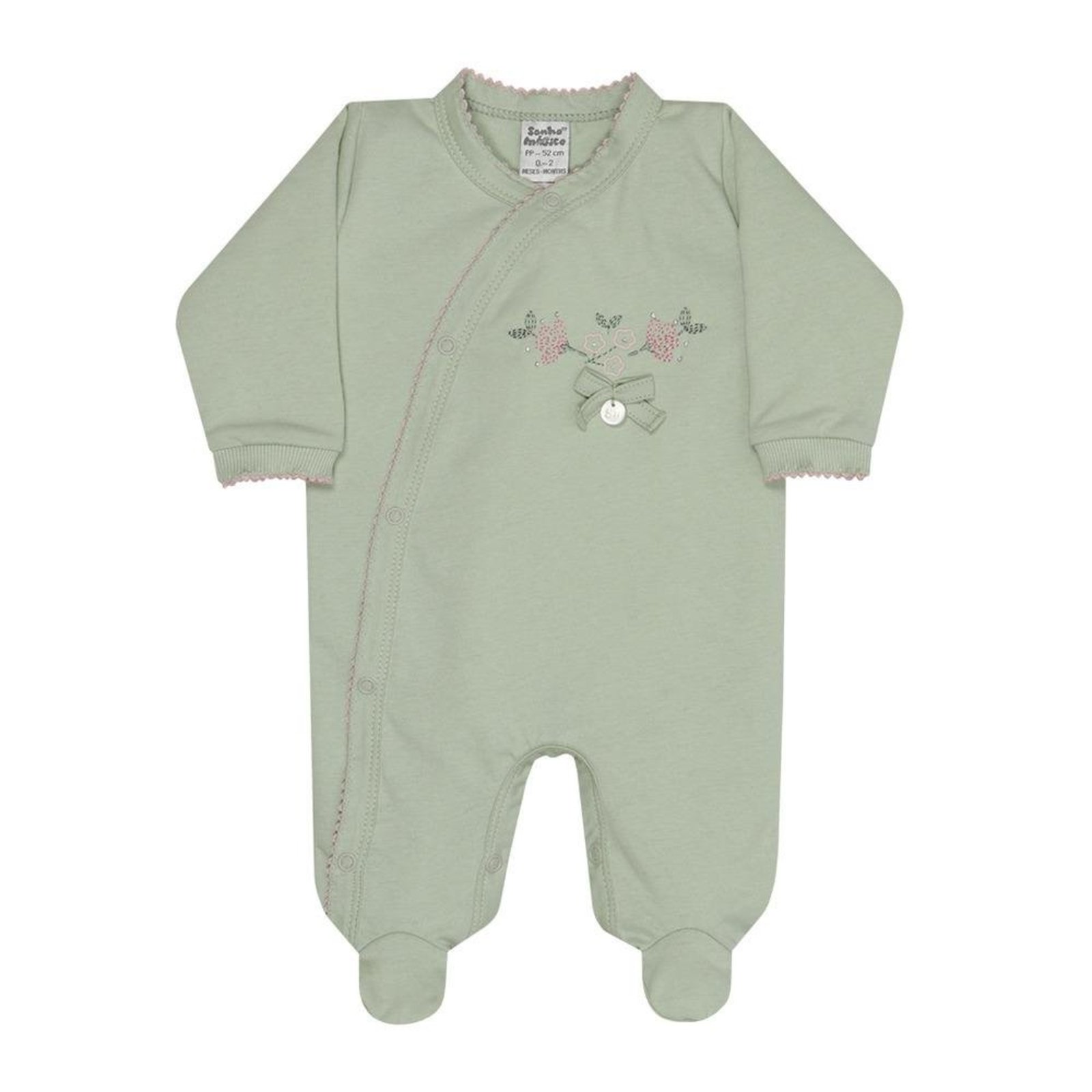 Infantil - Macacão Verde Floral Laço Sonho Mágico P Verde