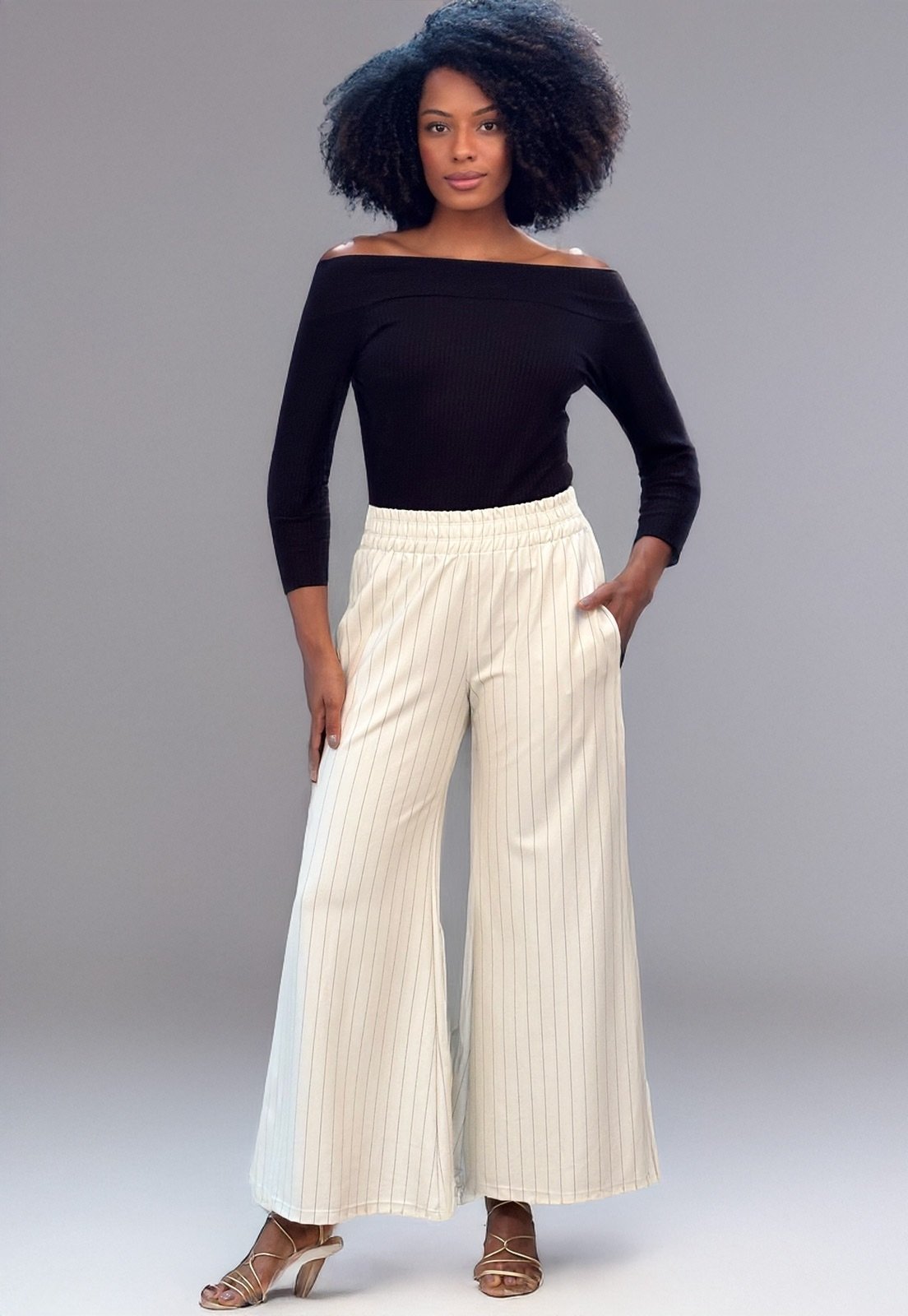 Calça Amazonia Vital risca de Giz Off White