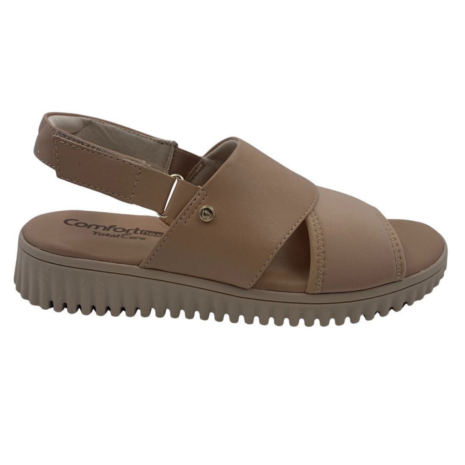 Sandália Total Care Comfortflex Calce Fácil Bege 2449401 – Bege – comfortflex