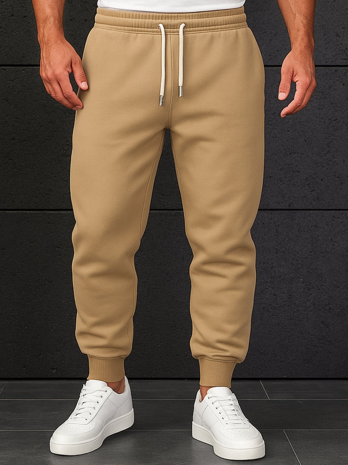 Calça Moletom Algodão Jogger Flanelado Algodão Moleton Liso feminino Mooboo bege marrom claro