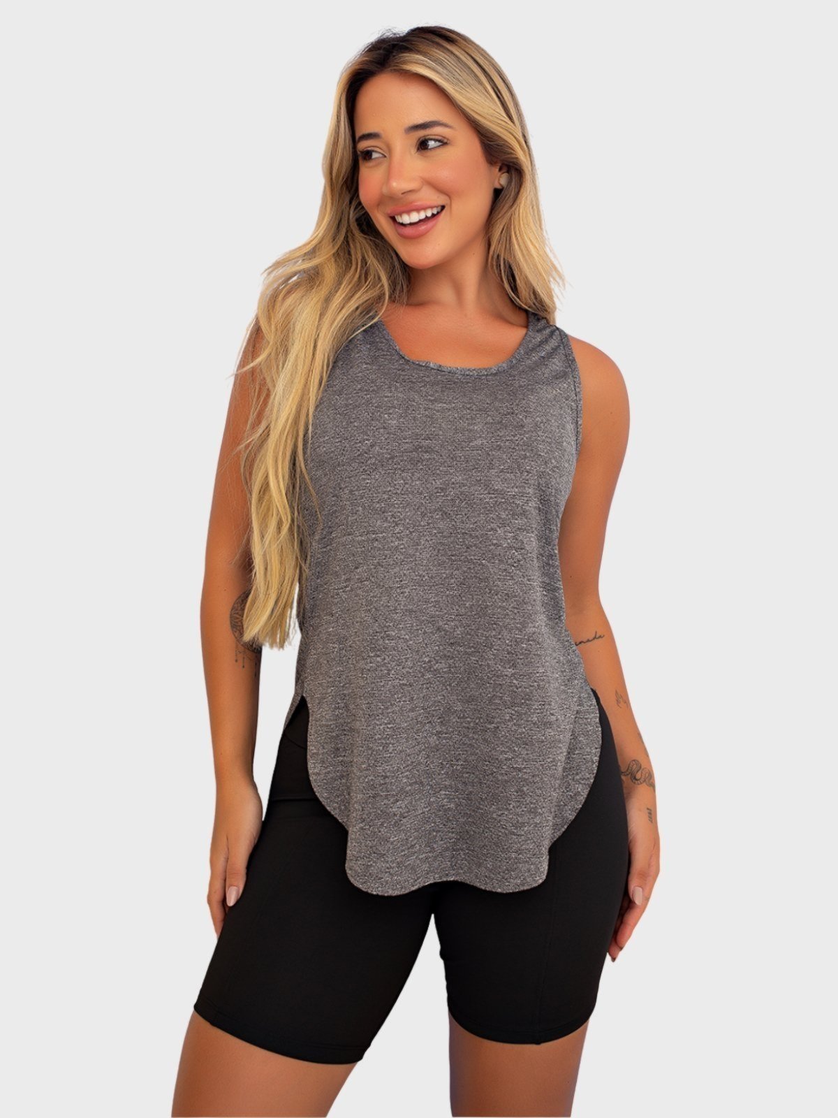 Regata Fitness Tarelles Dry Fit Tapa Bumbum Cinza