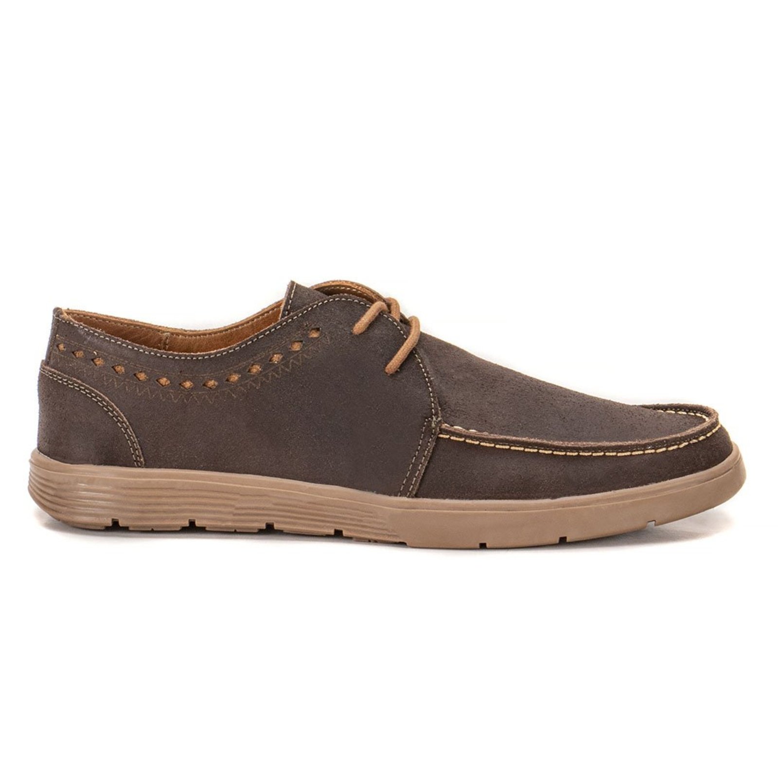 Mocassim Masculino Miuzzi Flat Couro Legítimo Dockside Baixo Aberto Café