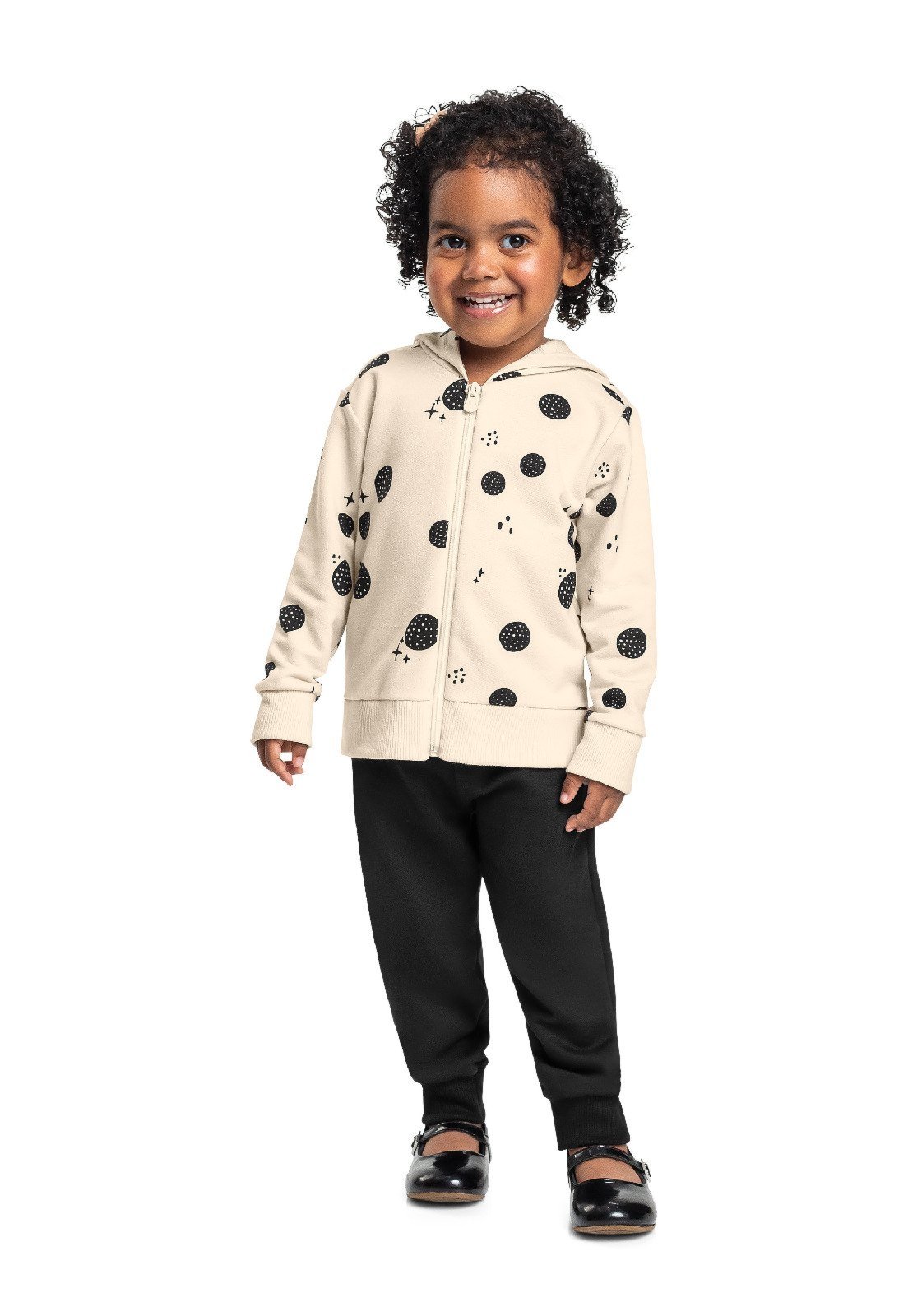 Infantil - Conjunto Menina Jaqueta e Calça Bee Loop Bege