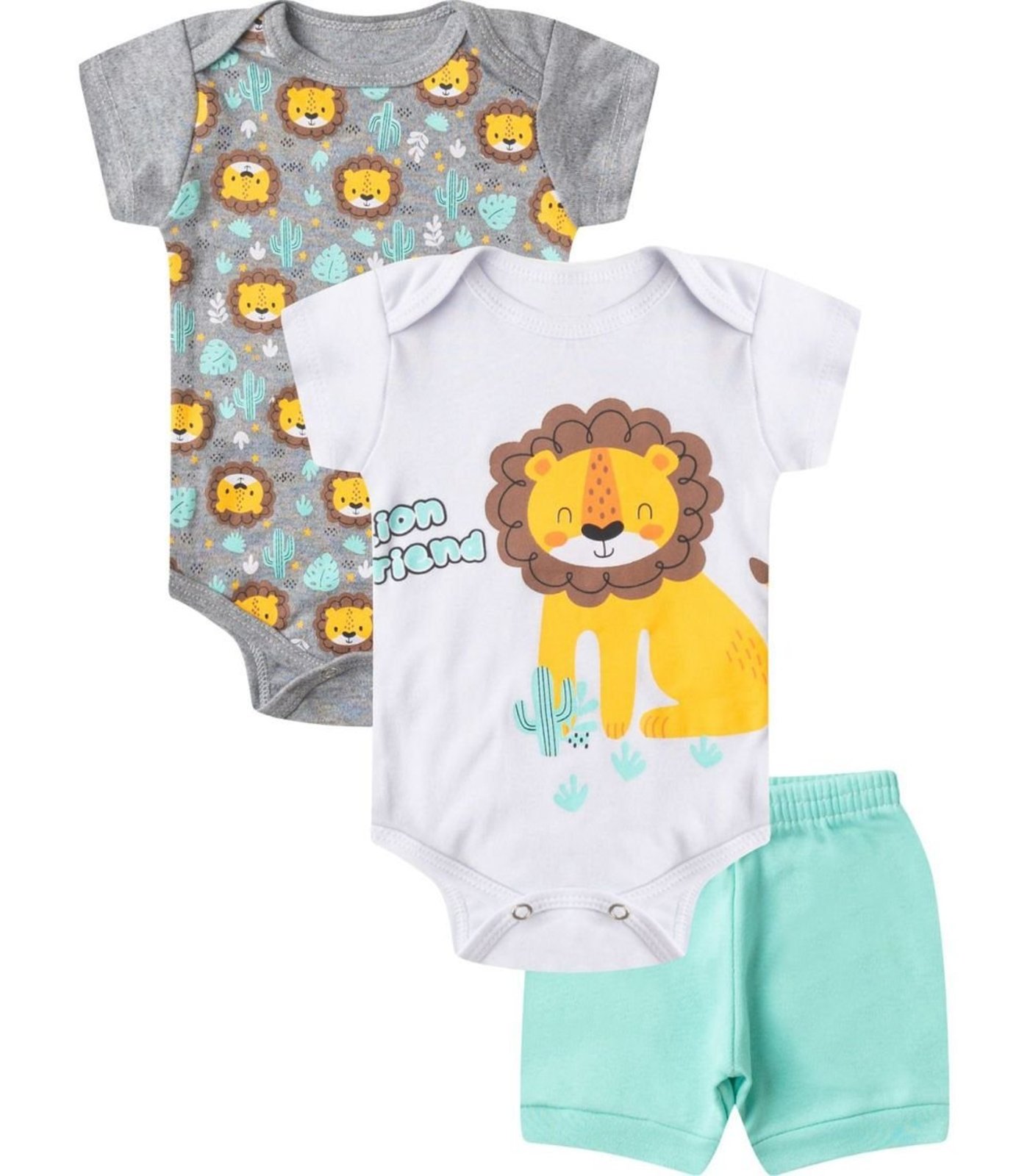 Infantil - Kit Body Curto 3 Peças Select Cinza