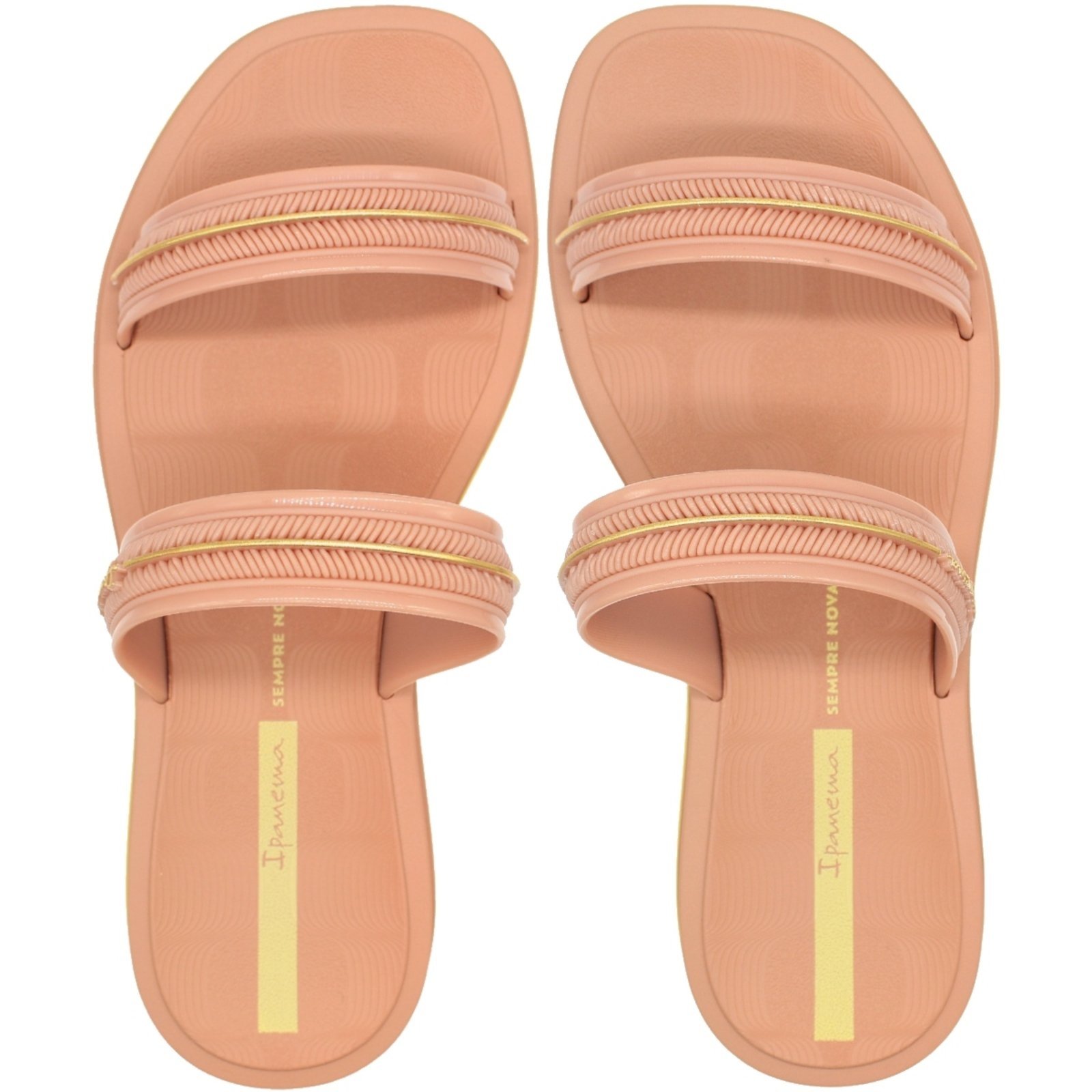 Tamanco Slide Ipanema Glow Slide Tiras Tramadas Friso Metalizado Feminino
