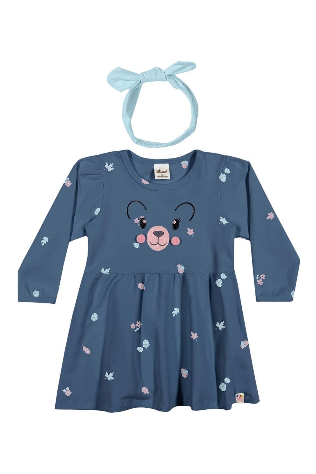 Infantil - Vestido Menina Com Faixa de Cabelo Elian Azul