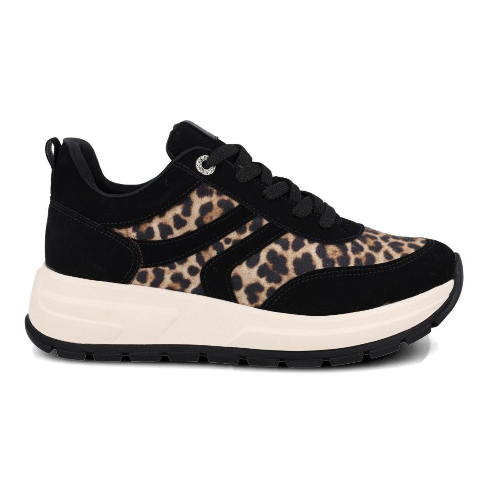 Tênis Via Marte Recorte Animal Print Feminino Preto