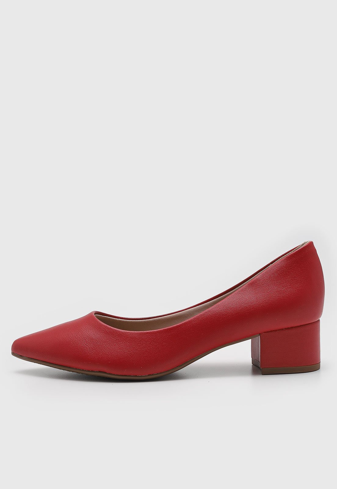 Scarpin Beira Rio Bico Fino Salto Baixo Vermelho