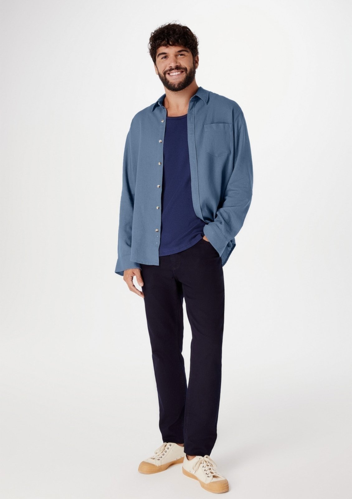 Vista 2 Calça Jeans Básica Masculina Slim Com Elastano Hering azul marinho Hering azul marinho
