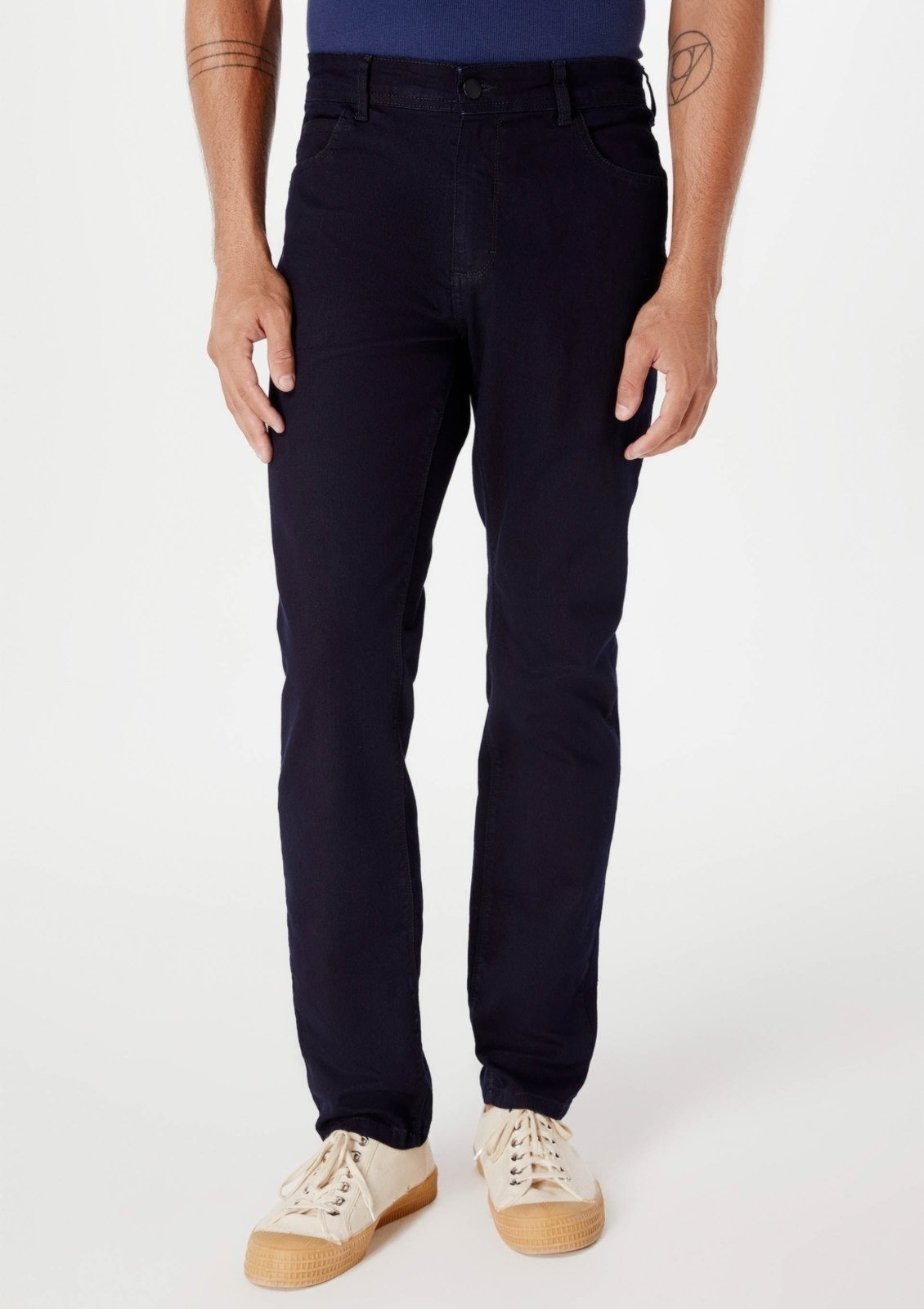 Vista 3 Calça Jeans Básica Masculina Slim Com Elastano Hering azul marinho Hering azul marinho