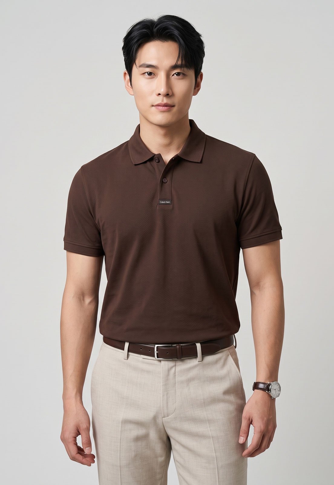Camiseta Polo Masculina Calvin Klein Marrom