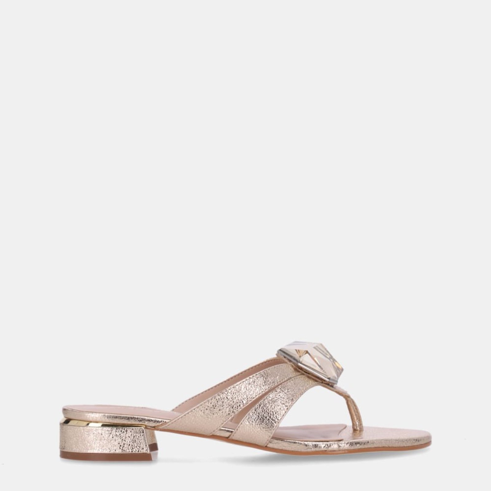 Chinelo Couro Vênus Ouro - 80910025 Luz da Lua