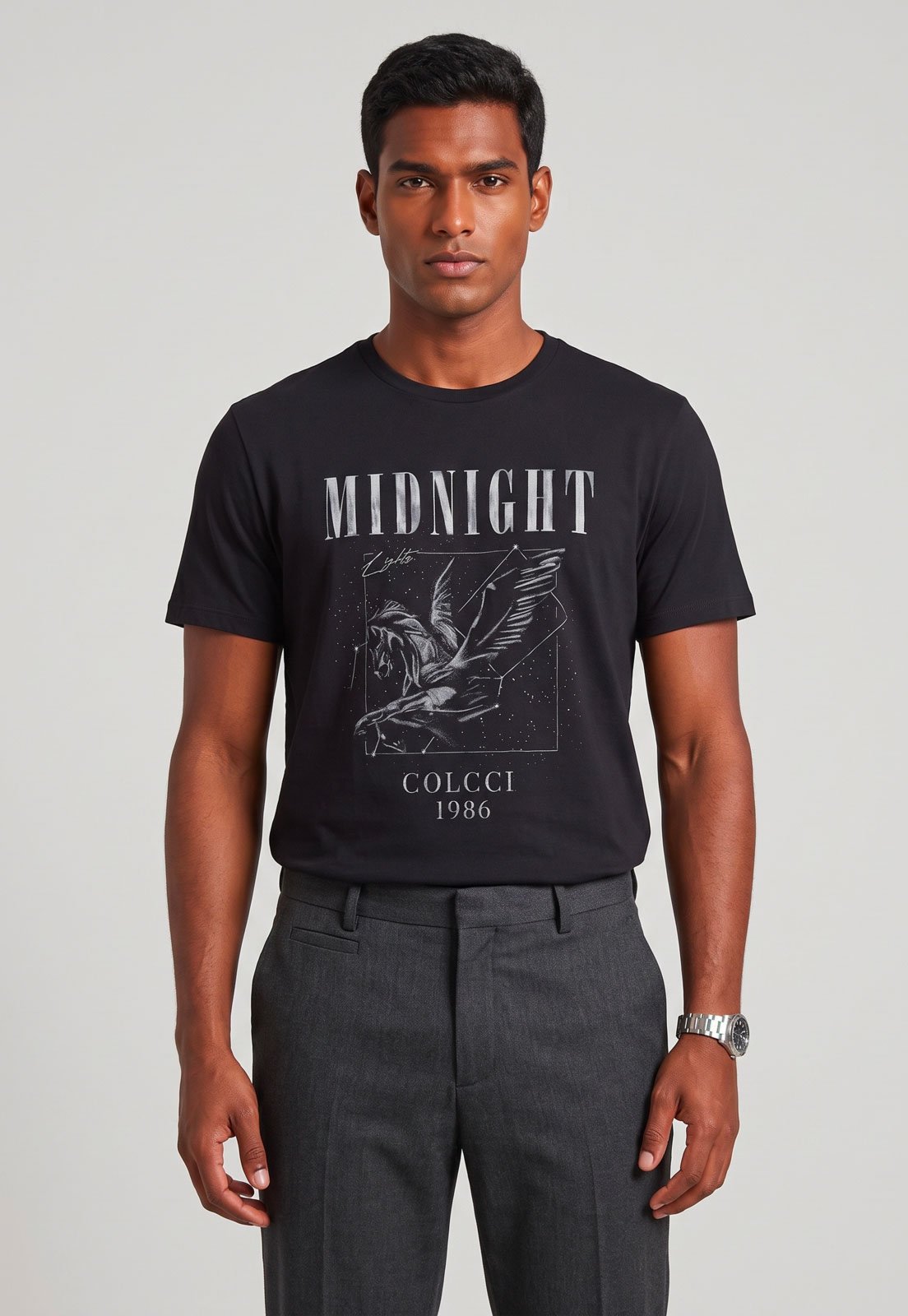 Camiseta Masculina Colcci Estampa Midnight Preta