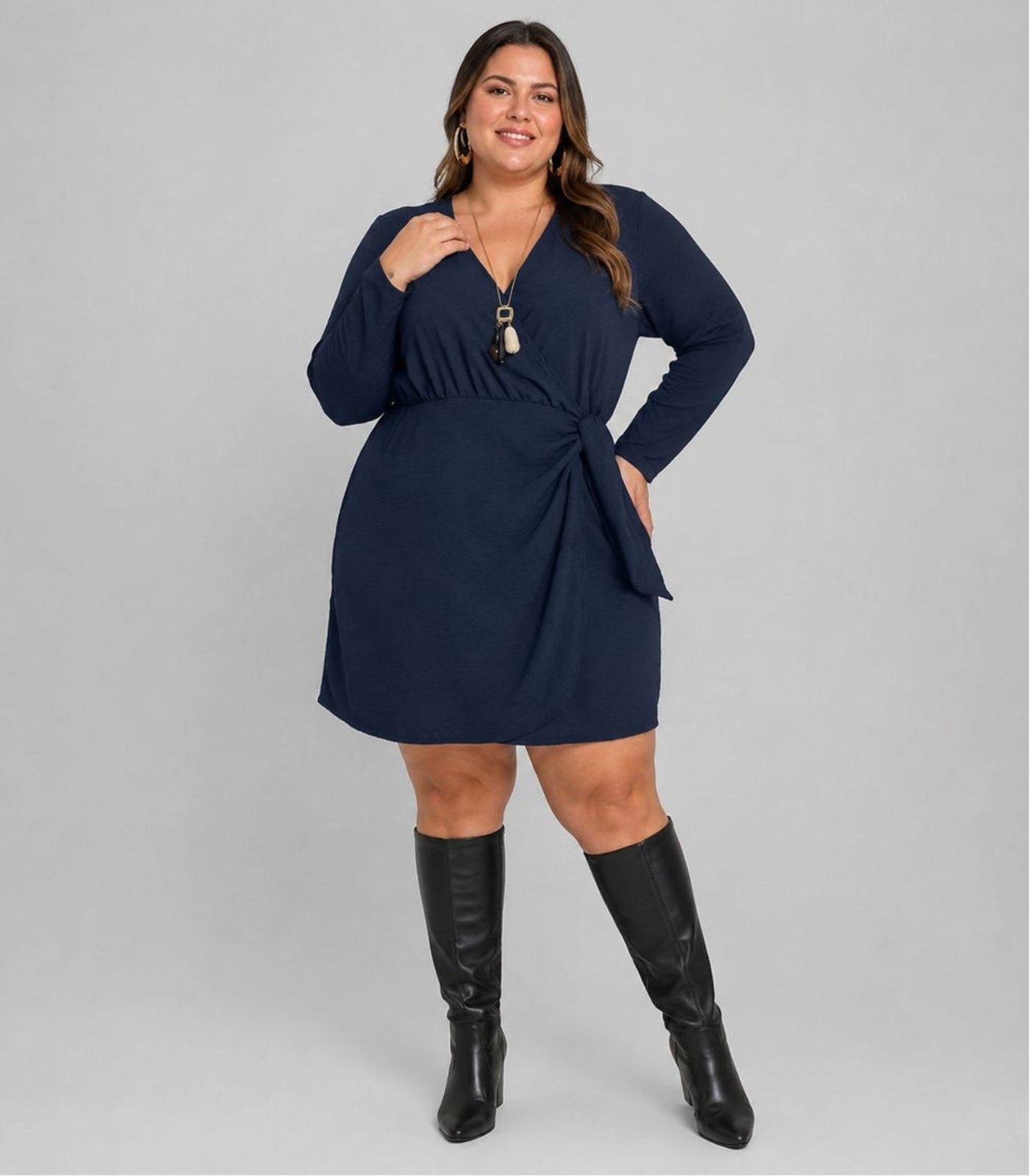 Vestido Feminino Manga Longa Curto Dianna Azul