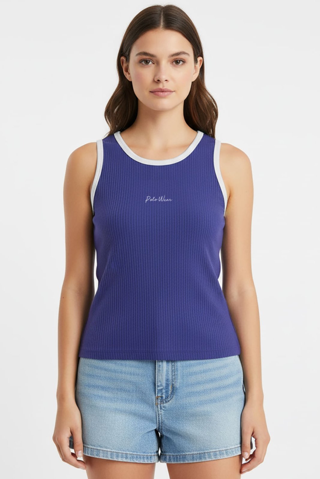 Regata Feminina Ribana Canelada Polo Wear Marinho