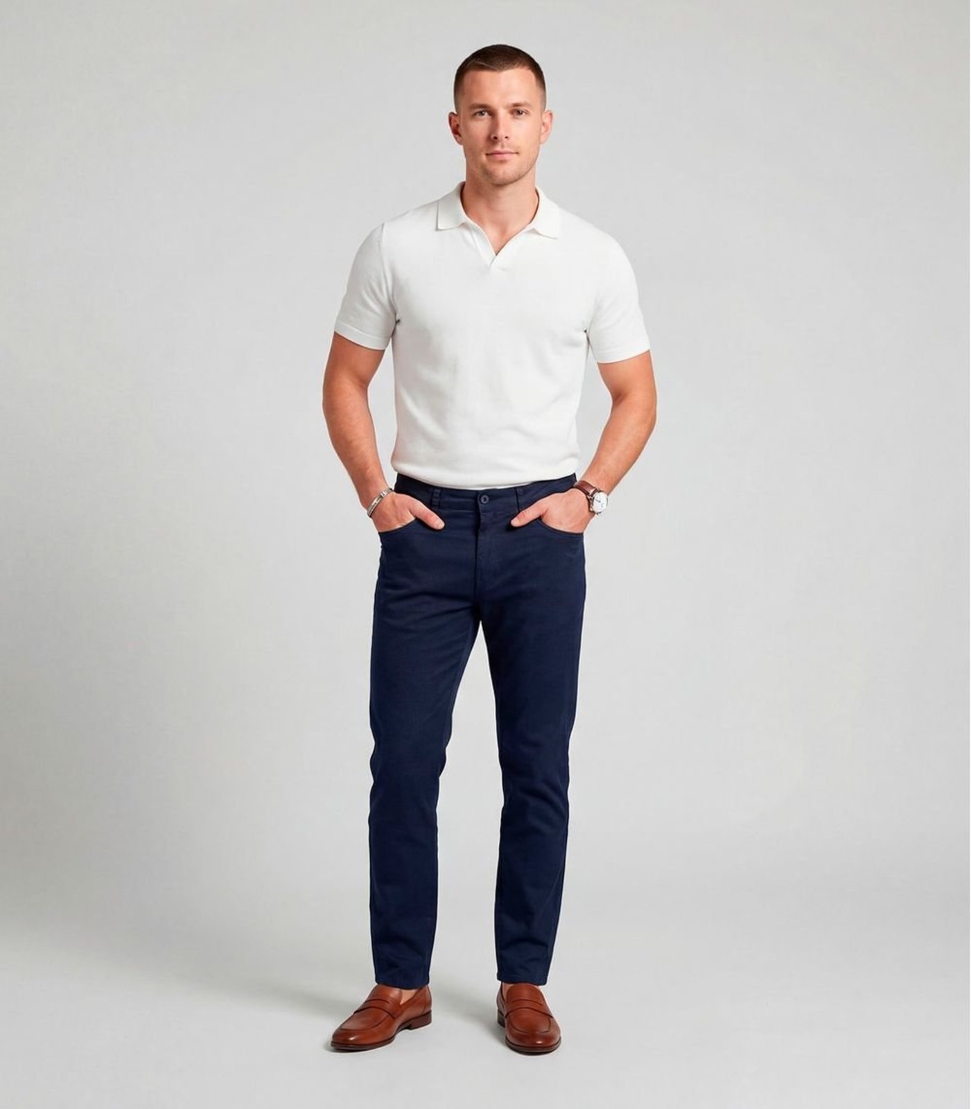 Calça Masculina Em Sarja Com Bolsos Sea Surf Azul