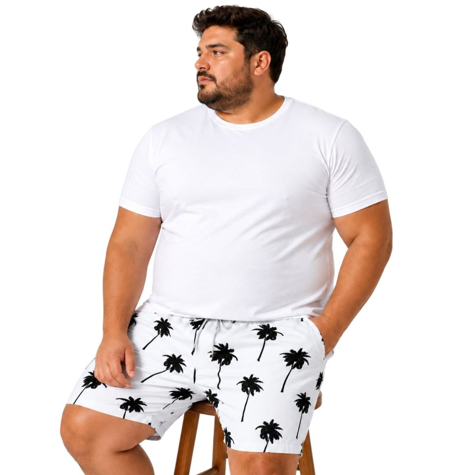 Short Tactel Masculino Plus Size Estampado Praia Secagem Rápida