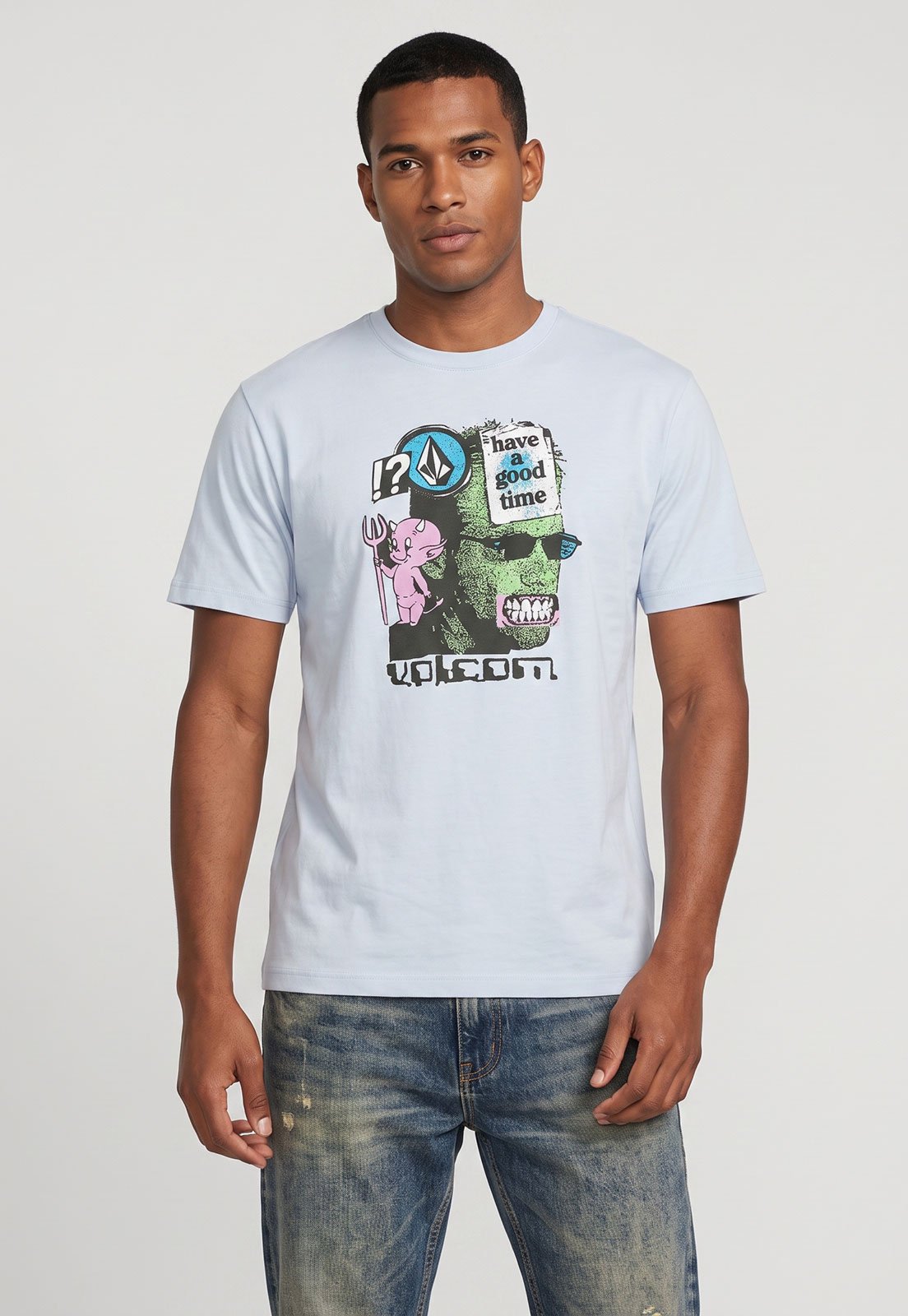 Camiseta Masculina Volcom Note To Self Azul