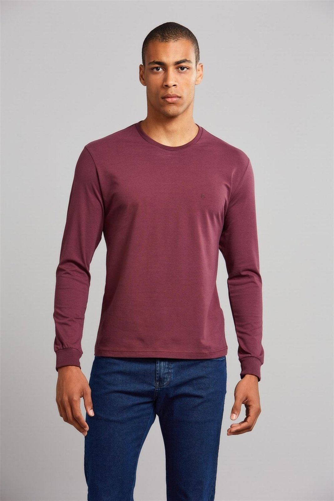 HIGHSTIL Camiseta Manga Longa Premium Comfort Malha – Vinho