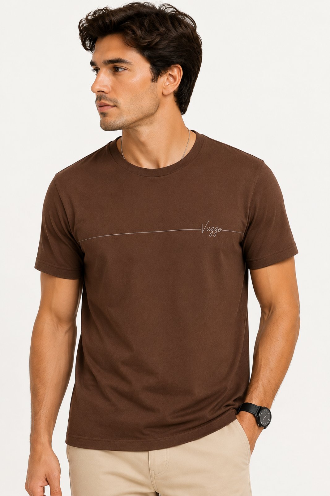 Camisa Masculina D Bell Outlet Fashion Algodão Basic Marrom