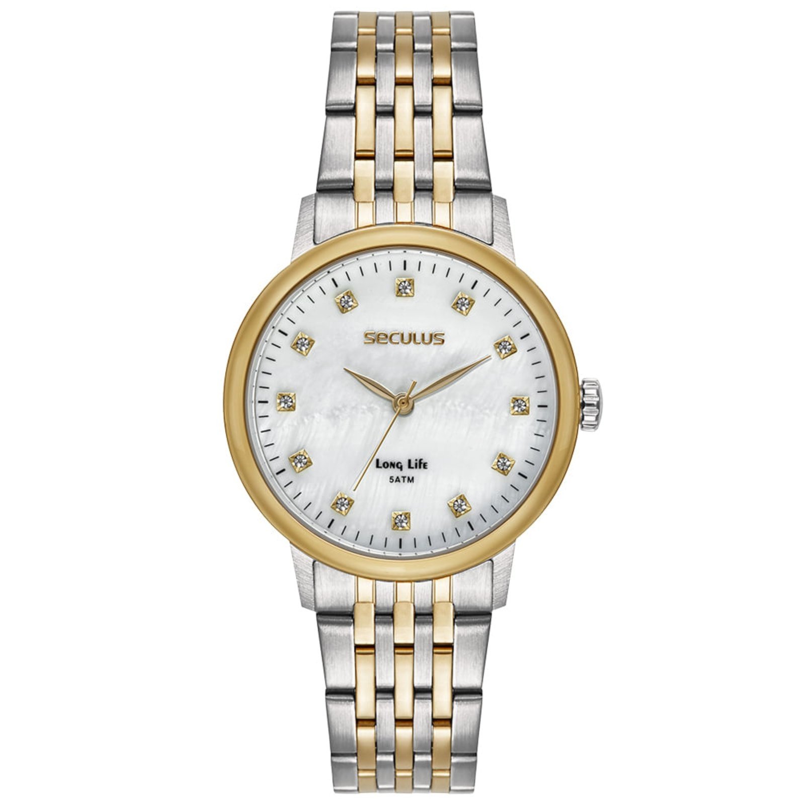 Vista 2 Relógio Feminino Seculus Analógico Bicolor Madreperola prata Seculus prata