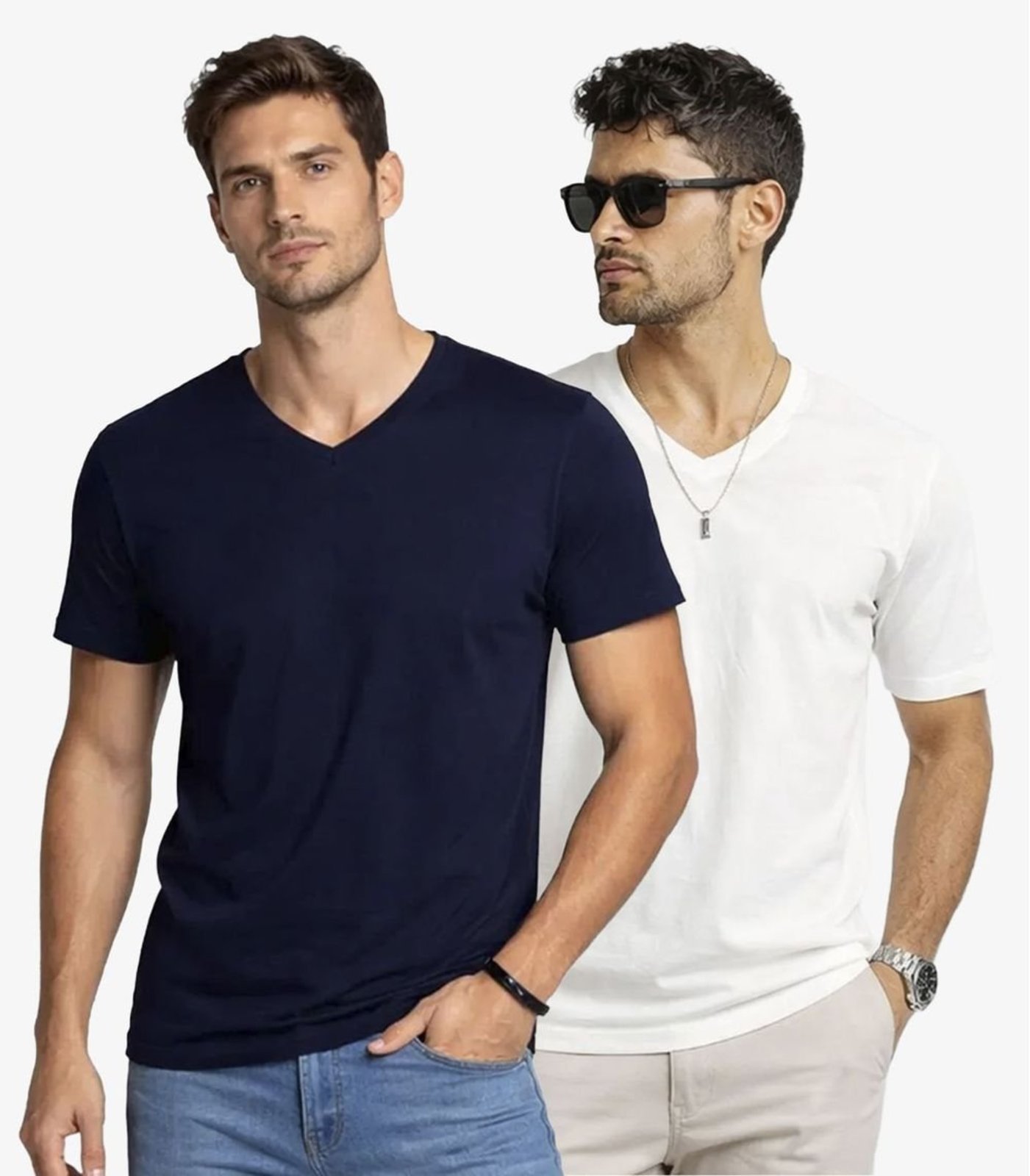 Kit 2 Camisetas Masculinas Básicas Com Gola Em V Select Sortido