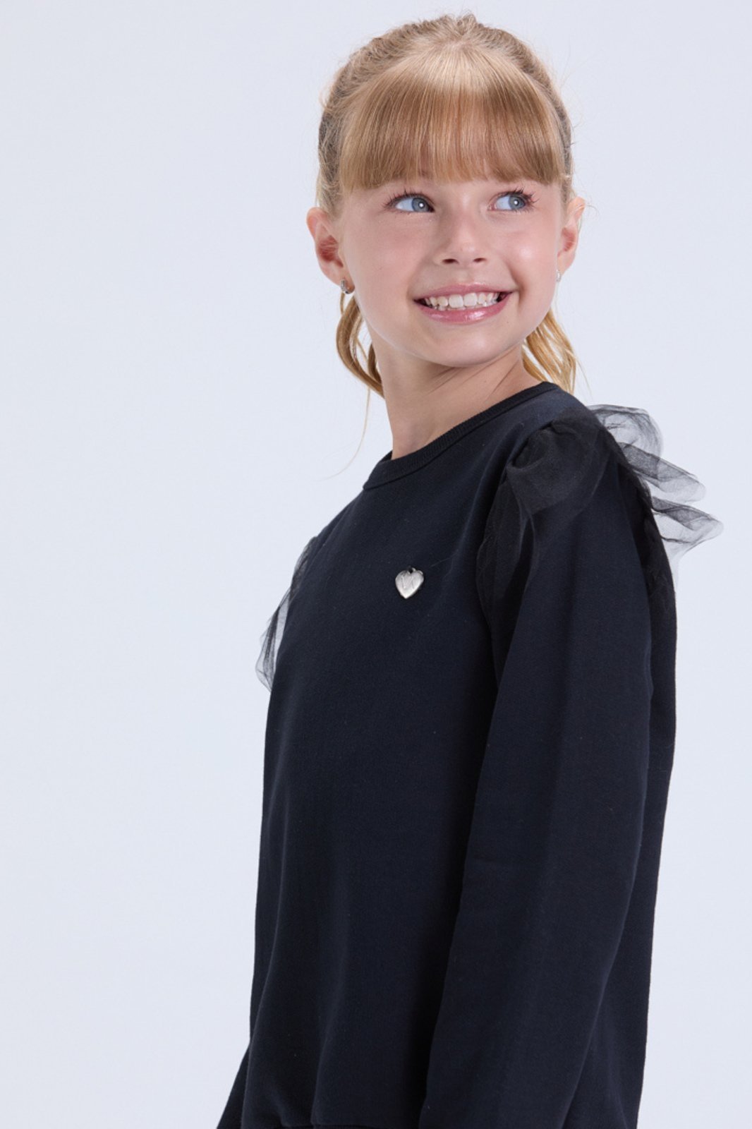 Vista 3 Infantil - Conjunto Feminino de Inverno Moletom com Babado em Tule VIDA COSTEIRA off-white VIDA COSTEIRA off-white