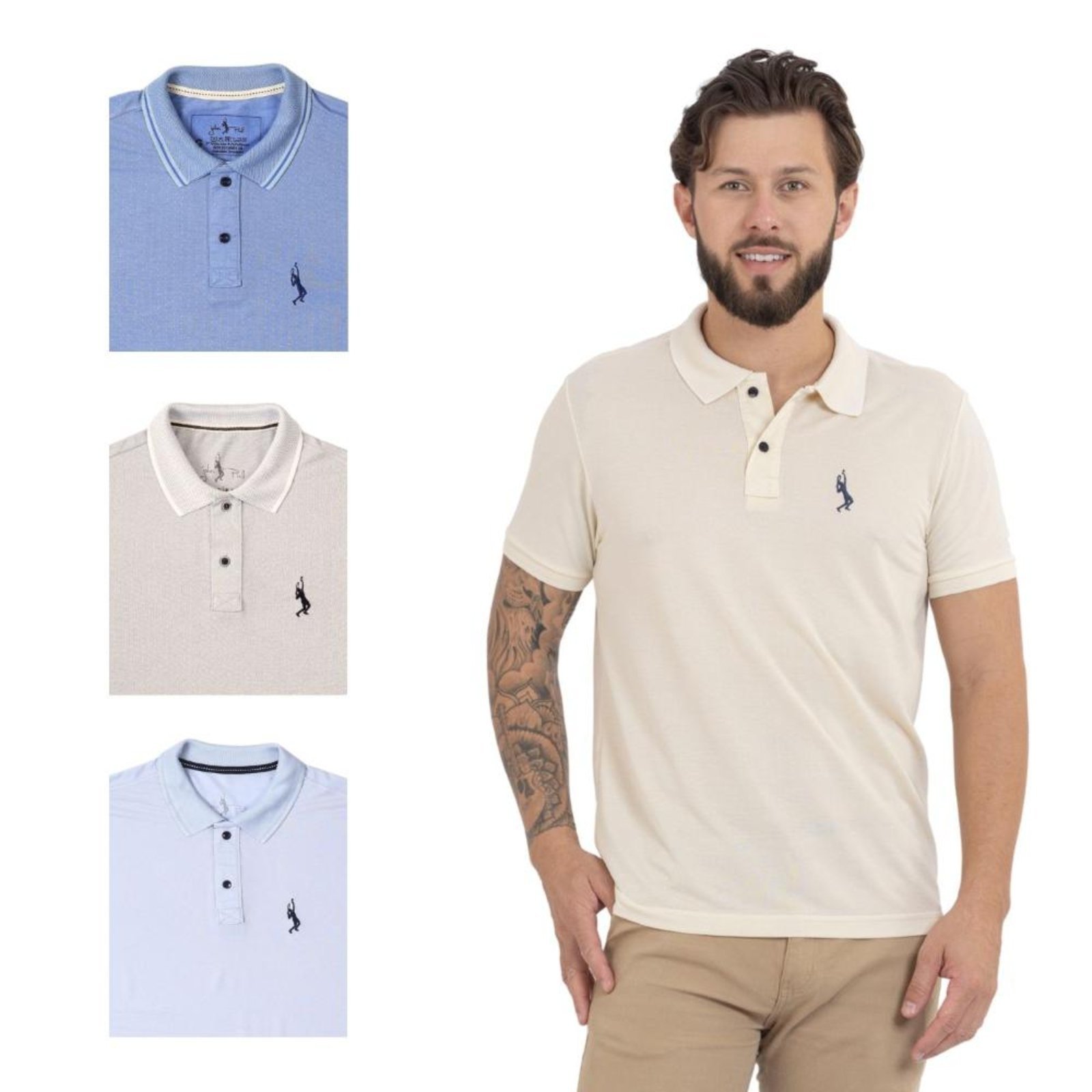 Kit 4 Camisa Polo Masculina Elegante Dia a Dia Piquet